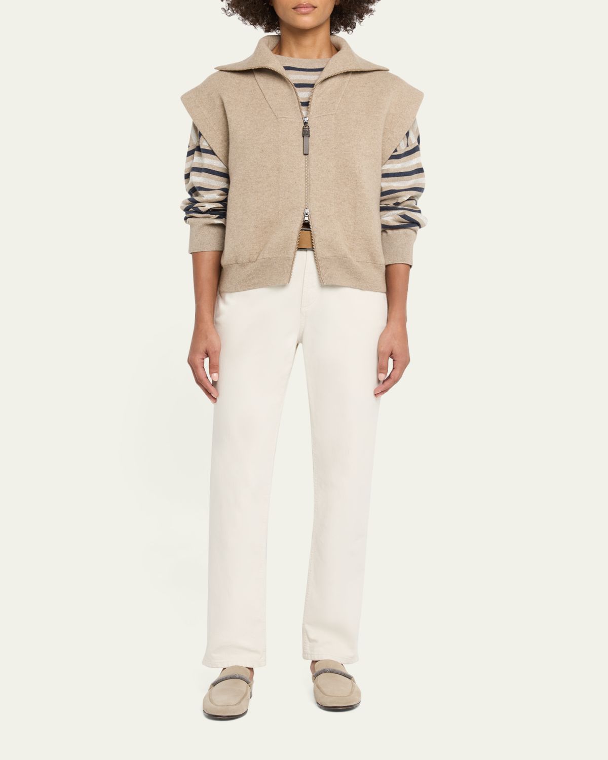 Brunello Cucinelli Sleeveless Cashmere Zip Cardigan | Thumbnail 2 Brunello Cucinelli Sleeveless Cashmere Zip Cardigan | Thumbnail 2
