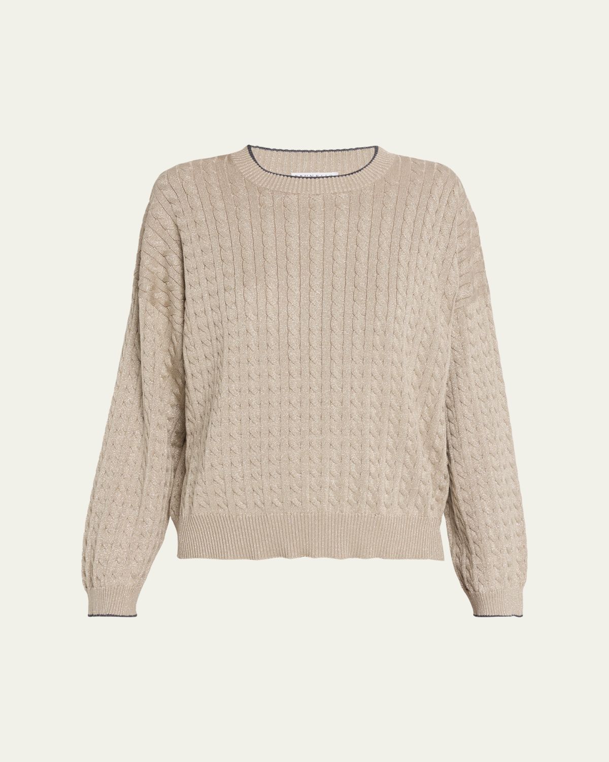 Brunello Cucinelli Shimmering Cable Knit Crewneck Sweater