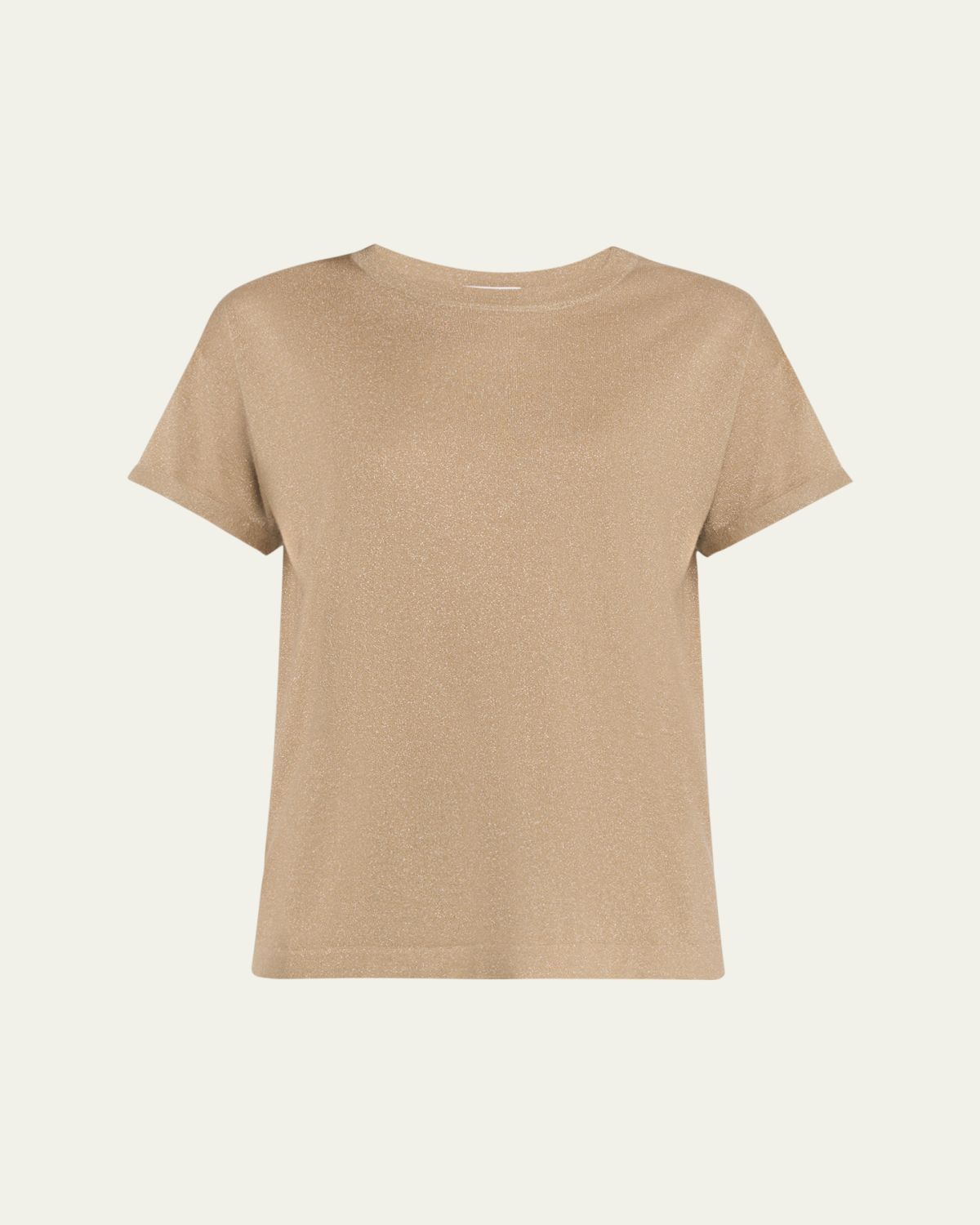 Brunello Cucinelli Shimmering Cashmere Short-Sleeve Crewneck Sweater