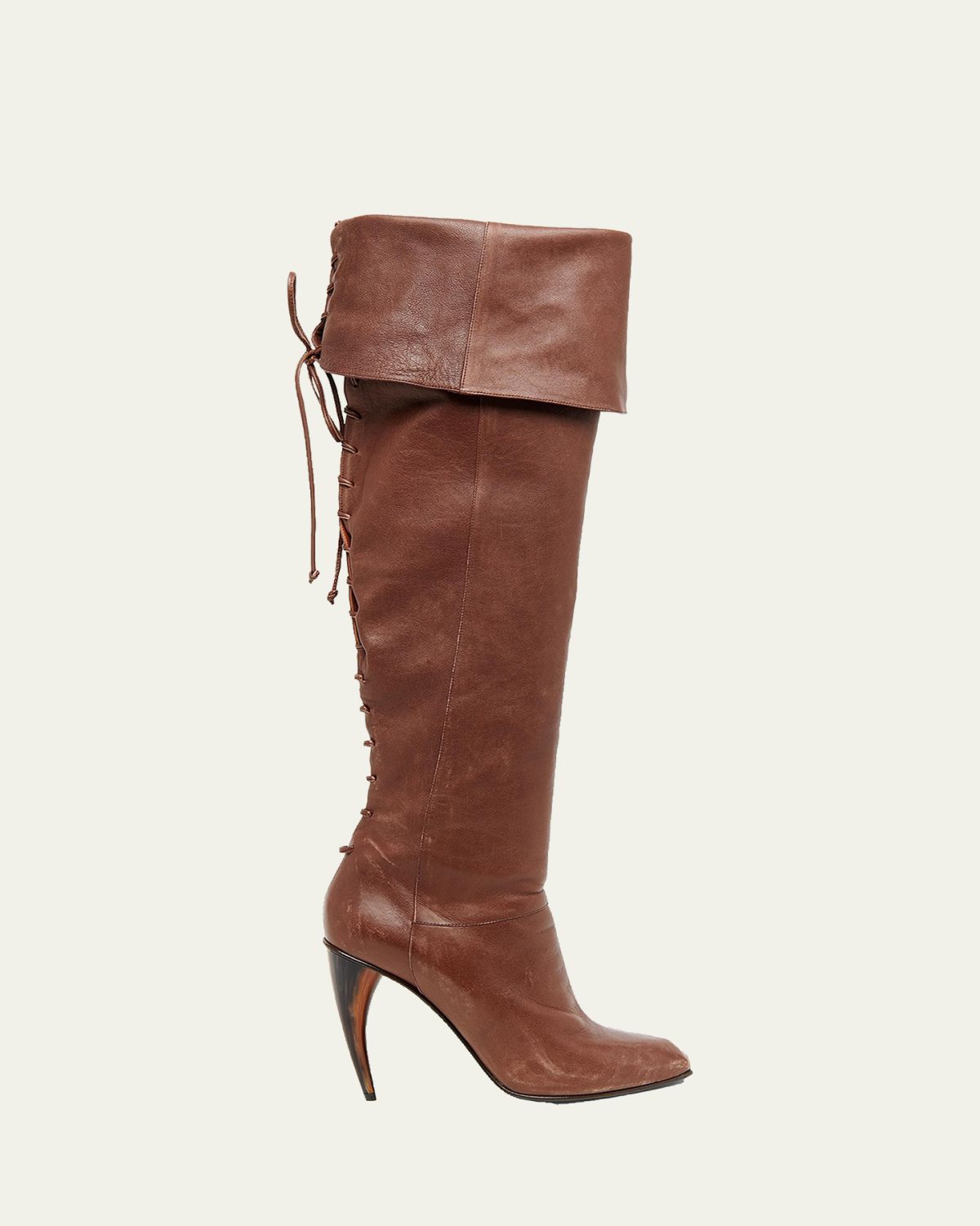 McQueen 105mm Horn Leather Knee-High Boots