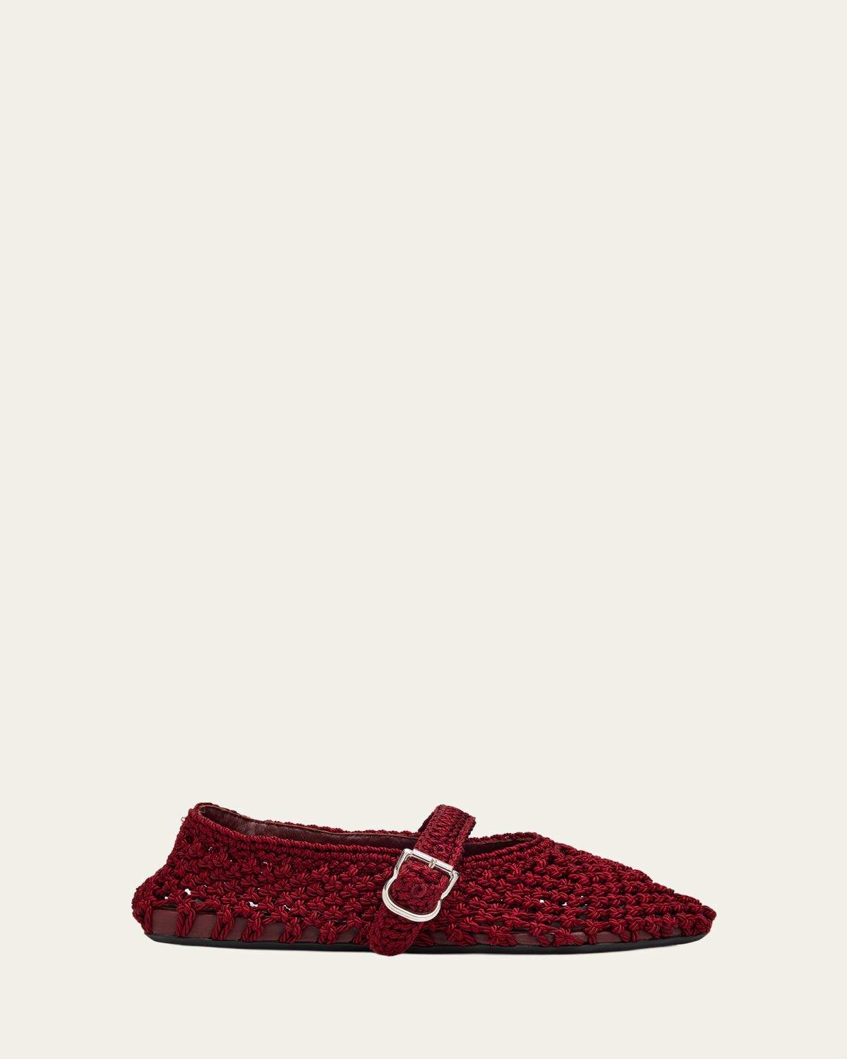 ALAIA Knotted Satin Mary Jane Ballerina Flats
