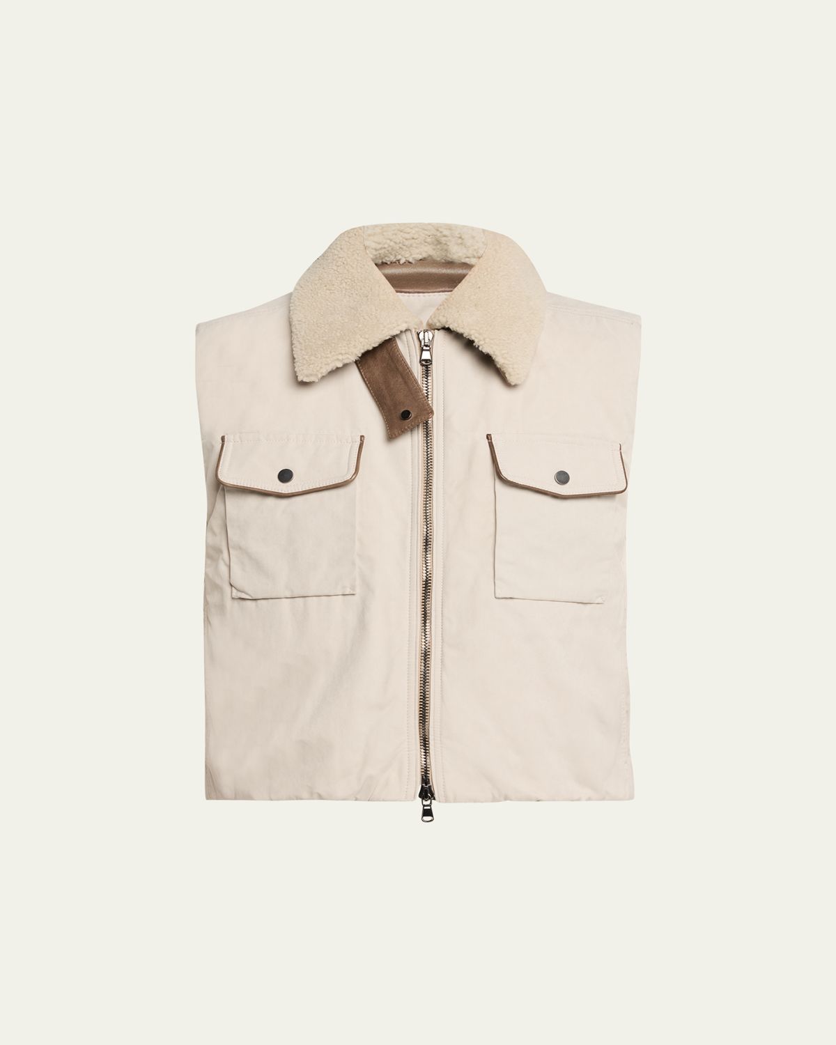 Brunello Cucinelli Lamb Shearling Collar Techno Satin Padded Vest | Thumbnail 6 Brunello Cucinelli Lamb Shearling Collar Techno Satin Padded Vest | Thumbnail 6