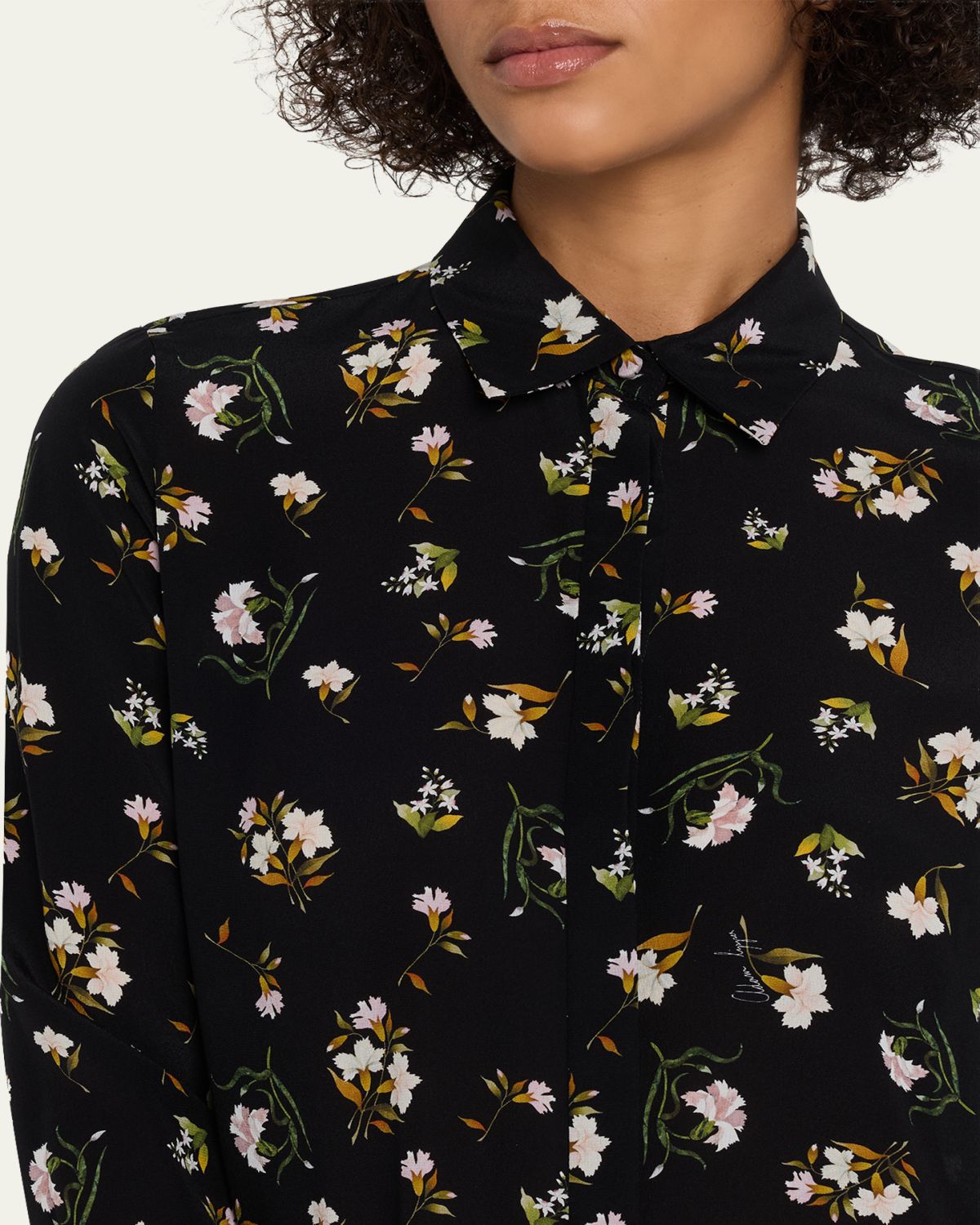 Adam Lippes Mathias Floral Silk Crepe De Chine Button-Down Shirt | Thumbnail 5 Adam Lippes Mathias Floral Silk Crepe De Chine Button-Down Shirt | Thumbnail 5
