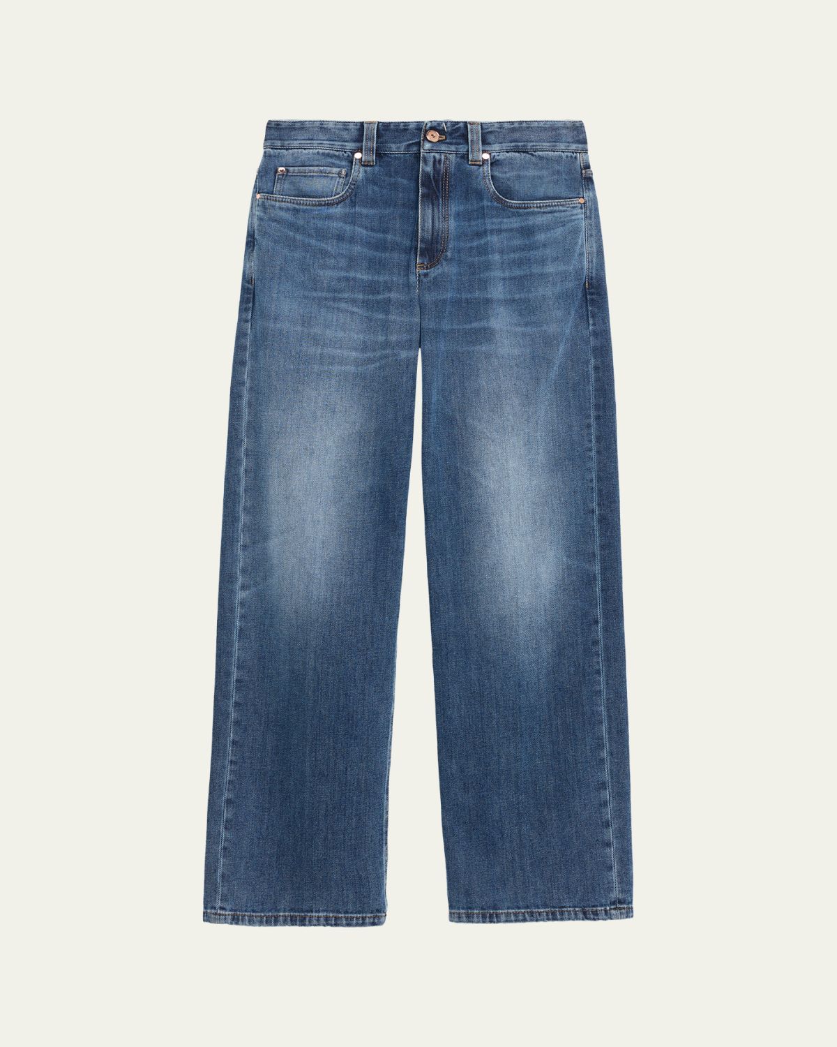 Brunello Cucinelli Straight-Leg Medium Wash Denim Jeans | Thumbnail 6 Brunello Cucinelli Straight-Leg Medium Wash Denim Jeans | Thumbnail 6