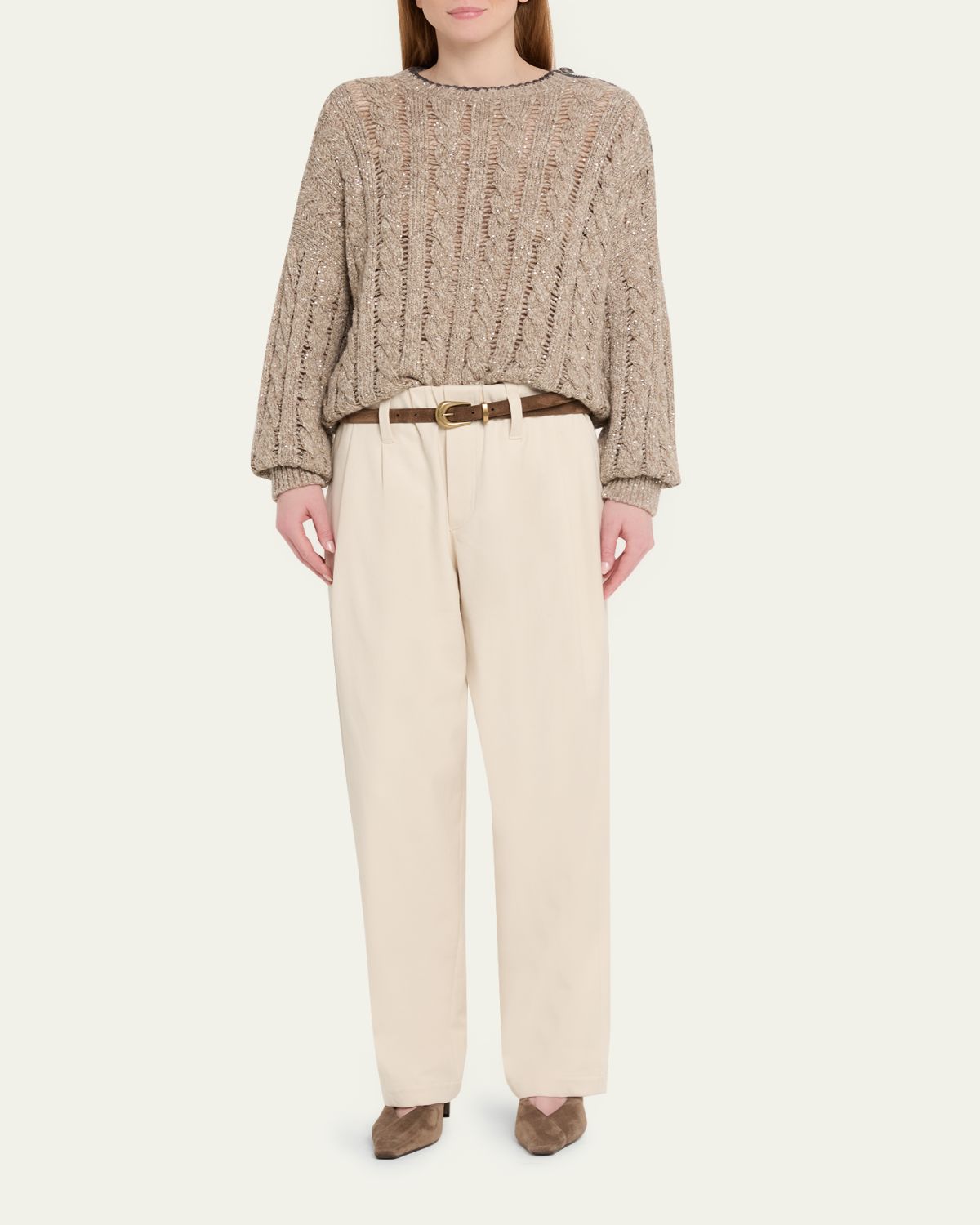 Brunello Cucinelli Sparkly Cable-Knit Sweater | Thumbnail 2