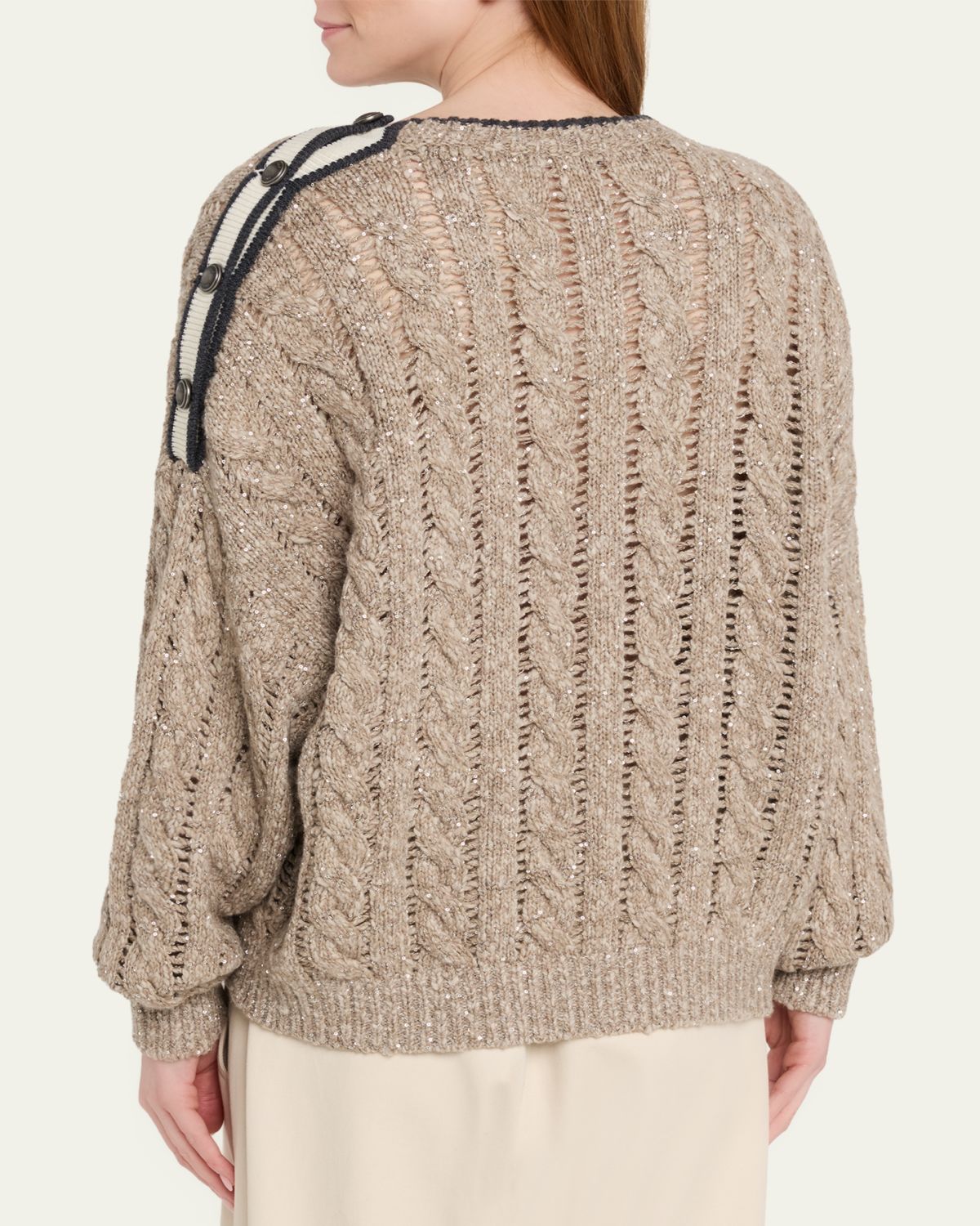 Brunello Cucinelli Sparkly Cable-Knit Sweater | Thumbnail 3