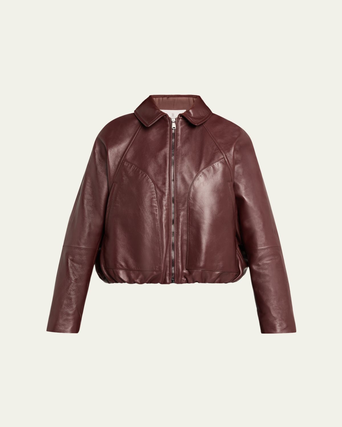 Brunello Cucinelli Collared Zip-Up Leather Jacket | Thumbnail 6 Brunello Cucinelli Collared Zip-Up Leather Jacket | Thumbnail 6