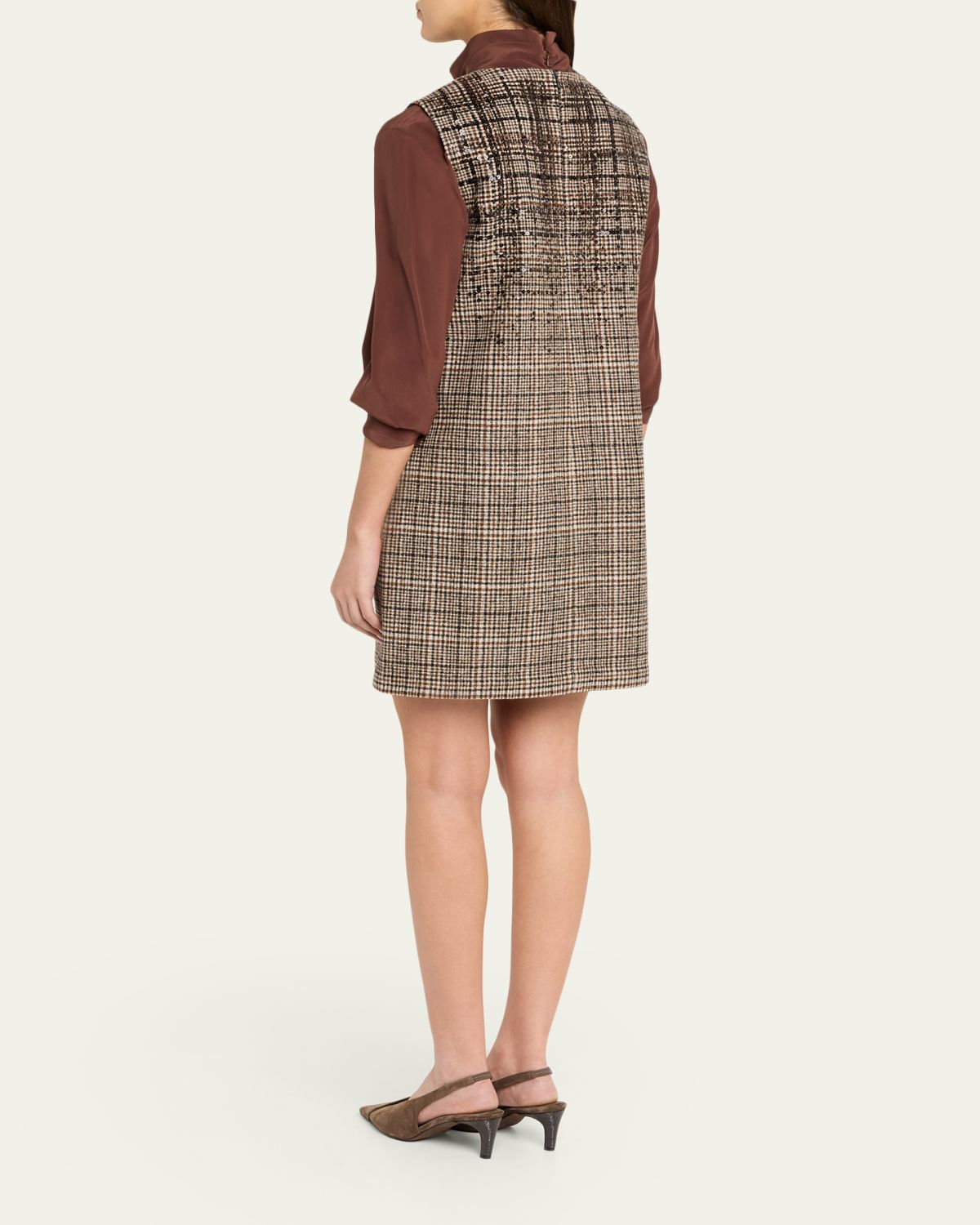 Brunello Cucinelli Sequined Plaid Jacquard Sleeveless Dress | Thumbnail 3 Brunello Cucinelli Sequined Plaid Jacquard Sleeveless Dress | Thumbnail 3