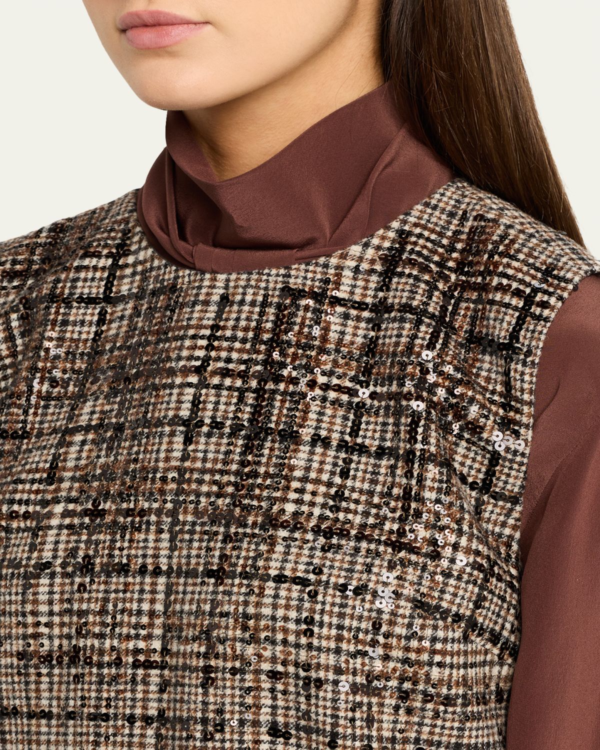 Brunello Cucinelli Sequined Plaid Jacquard Sleeveless Dress | Thumbnail 5 Brunello Cucinelli Sequined Plaid Jacquard Sleeveless Dress | Thumbnail 5