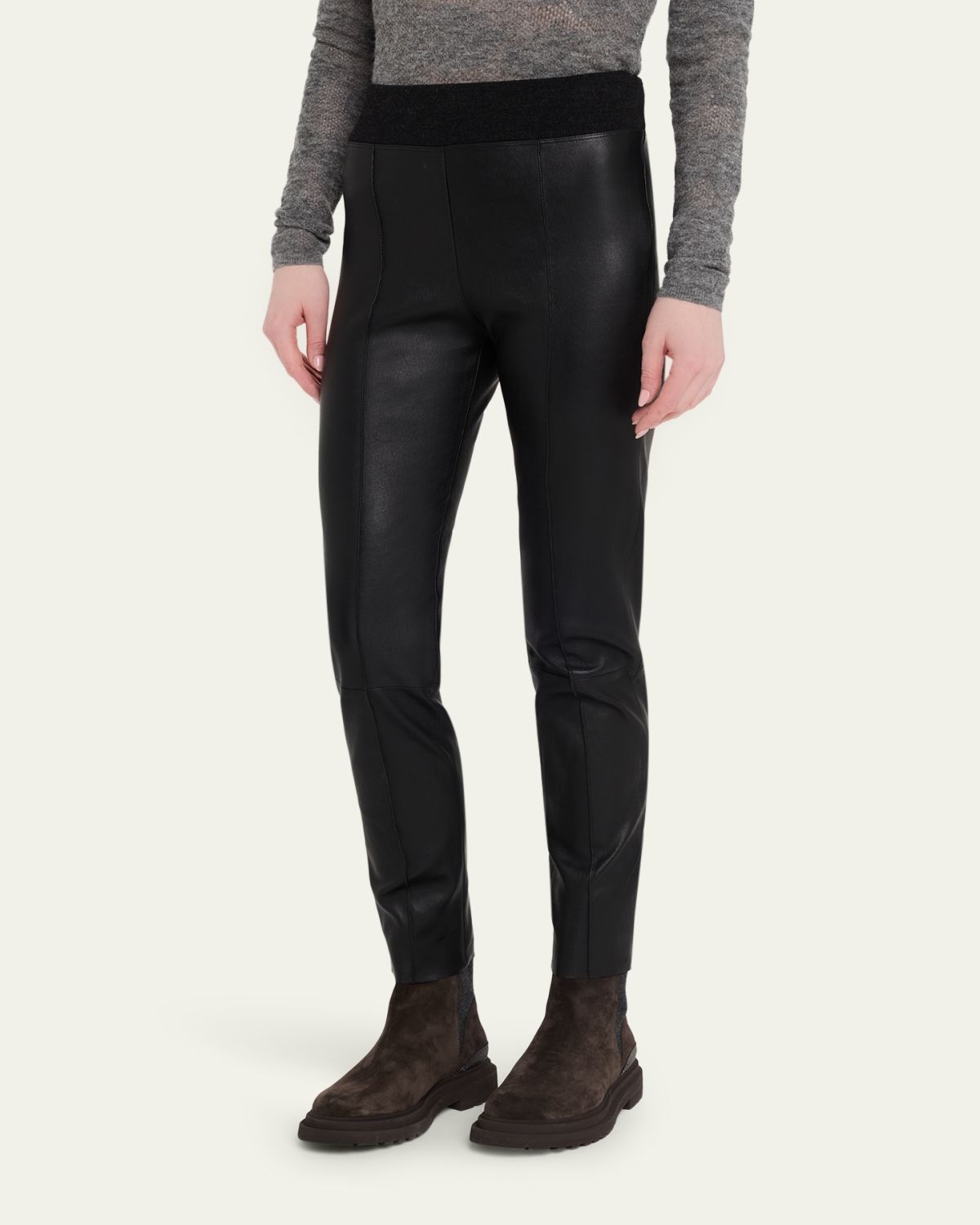 Brunello Cucinelli Leather Ankle Pants | Thumbnail 4