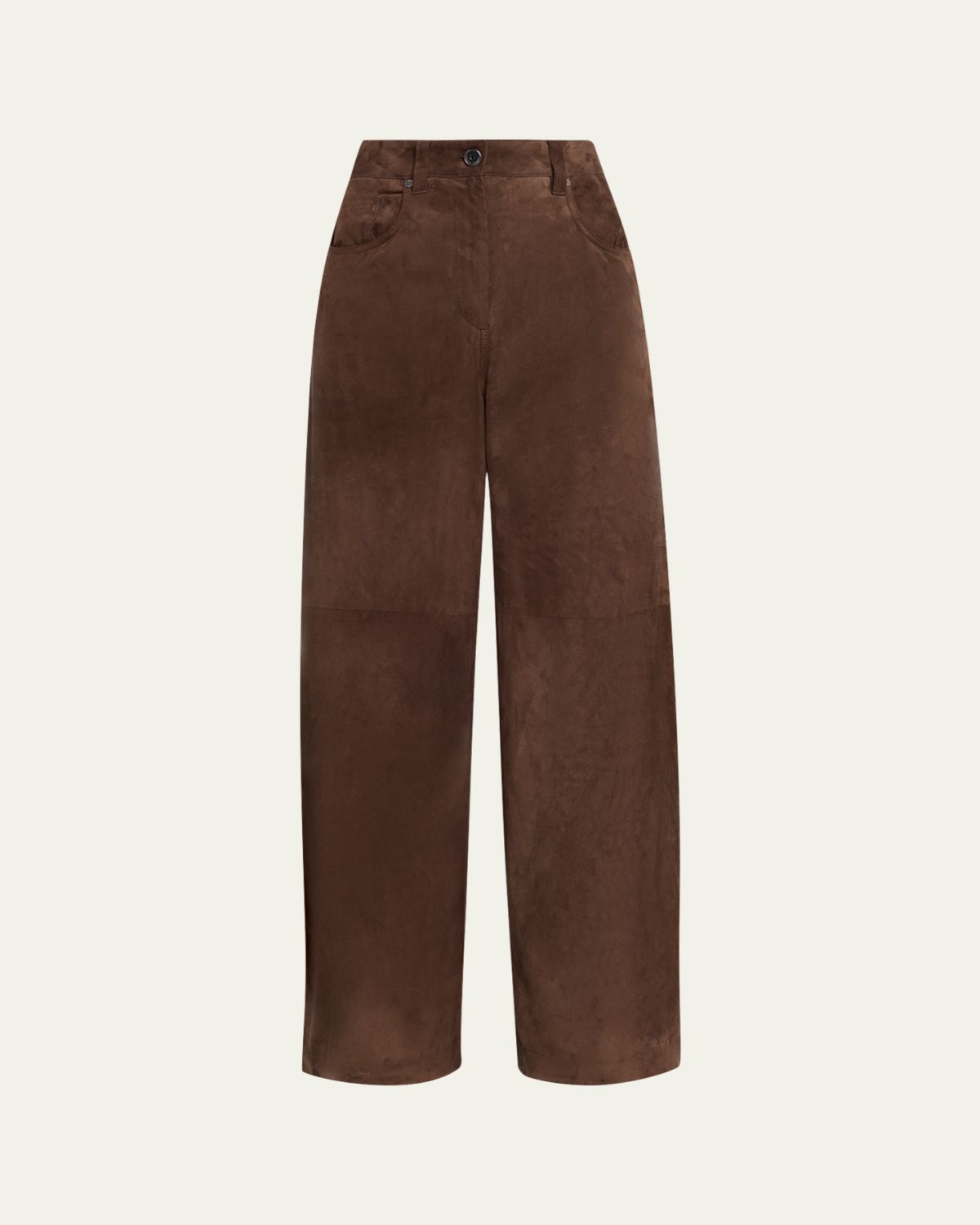 Brunello Cucinelli Suede Relaxed Wide-Leg Pants | Thumbnail 6