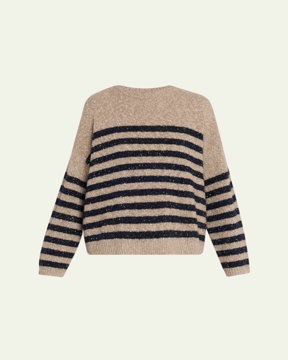 Brunello Cucinelli Shimmering Striped Wool-Cashmere Crewneck Sweater | Thumbnail 6 Brunello Cucinelli Shimmering Striped Wool-Cashmere Crewneck Sweater | Thumbnail 6