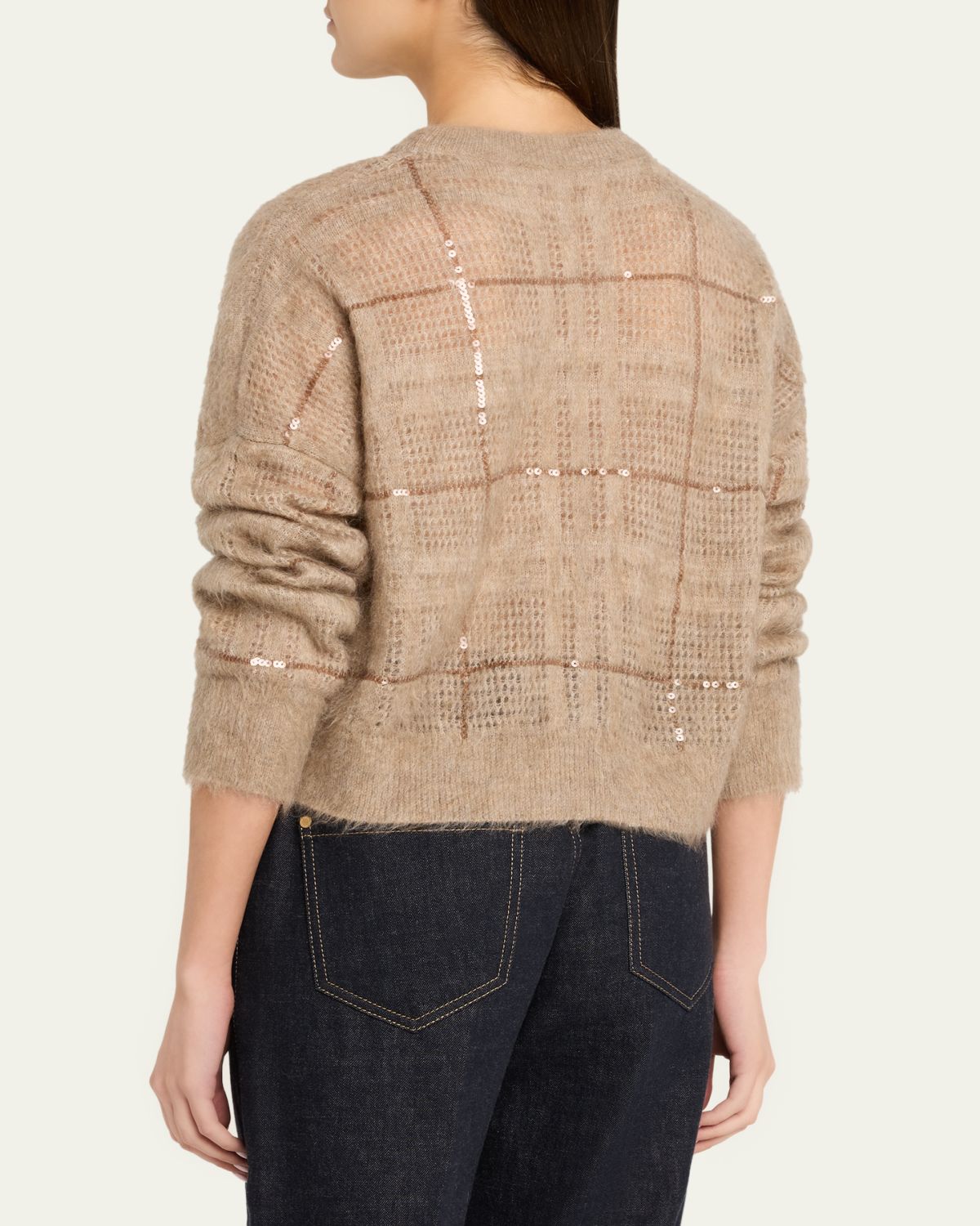 Brunello Cucinelli Paillette Check Mohair Crewneck Sweater | Thumbnail 3 Brunello Cucinelli Paillette Check Mohair Crewneck Sweater | Thumbnail 3