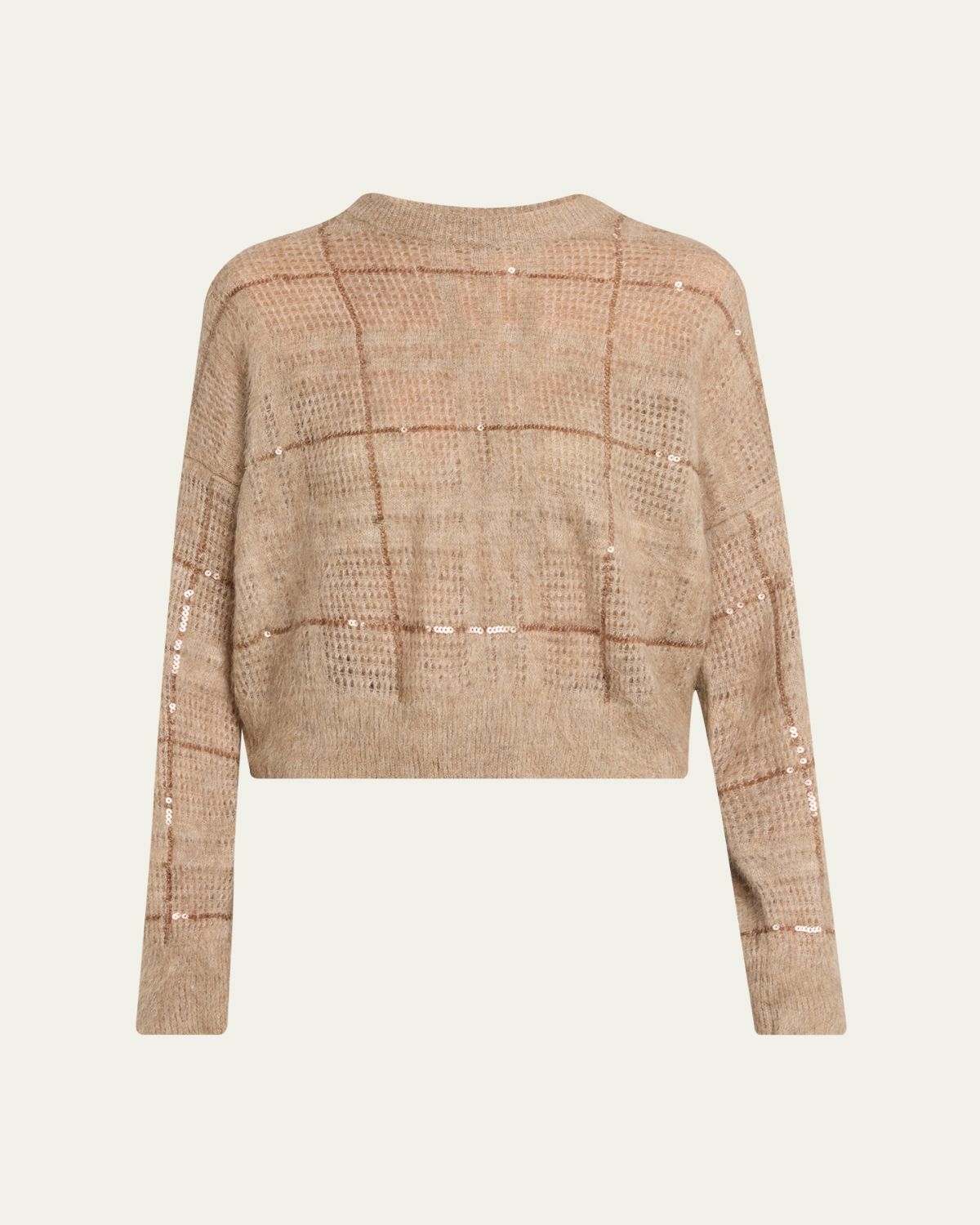 Brunello Cucinelli Paillette Check Mohair Crewneck Sweater | Thumbnail 1 Brunello Cucinelli Paillette Check Mohair Crewneck Sweater | Thumbnail 1
