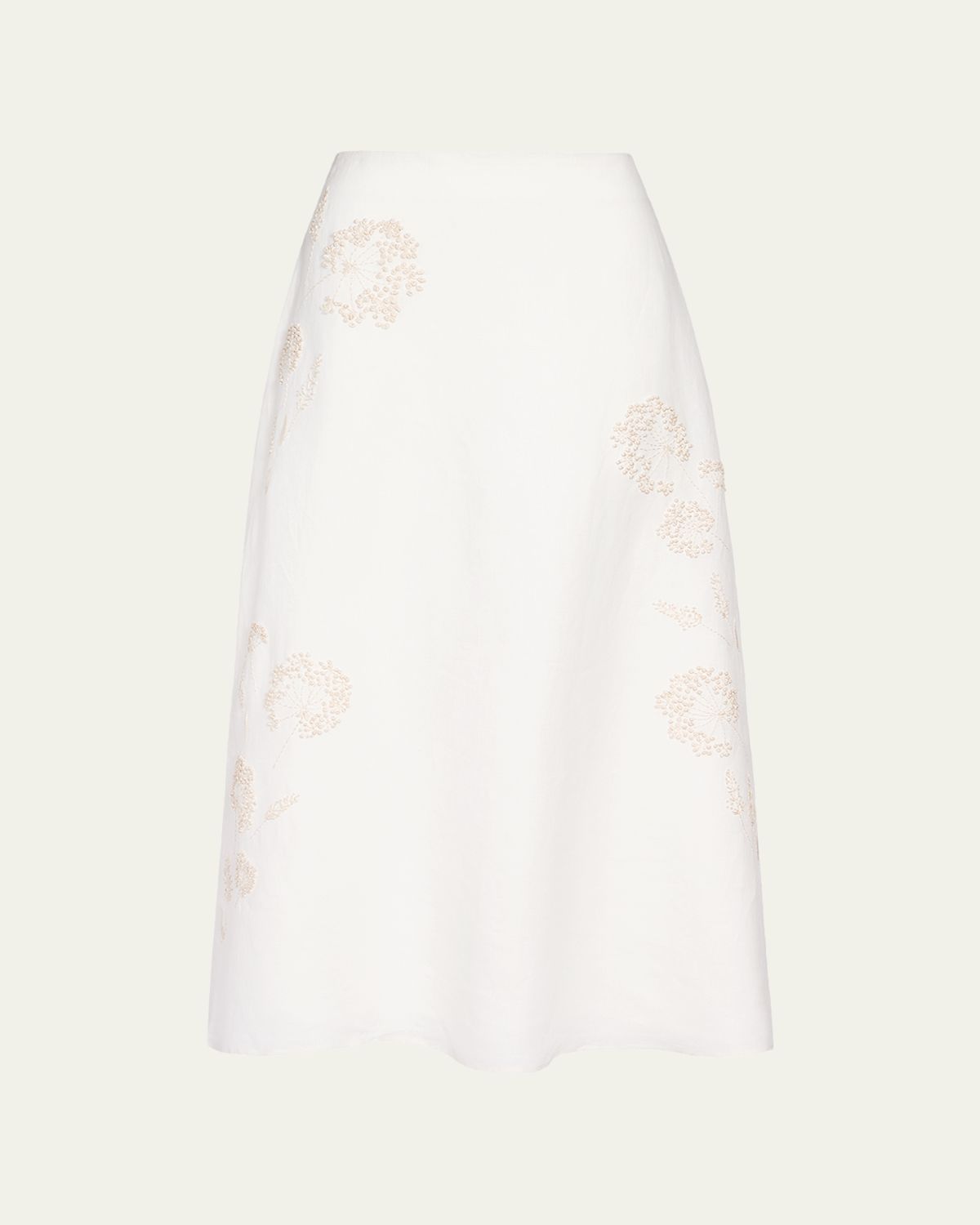 TWP The A-Line Embroidered Linen Skirt