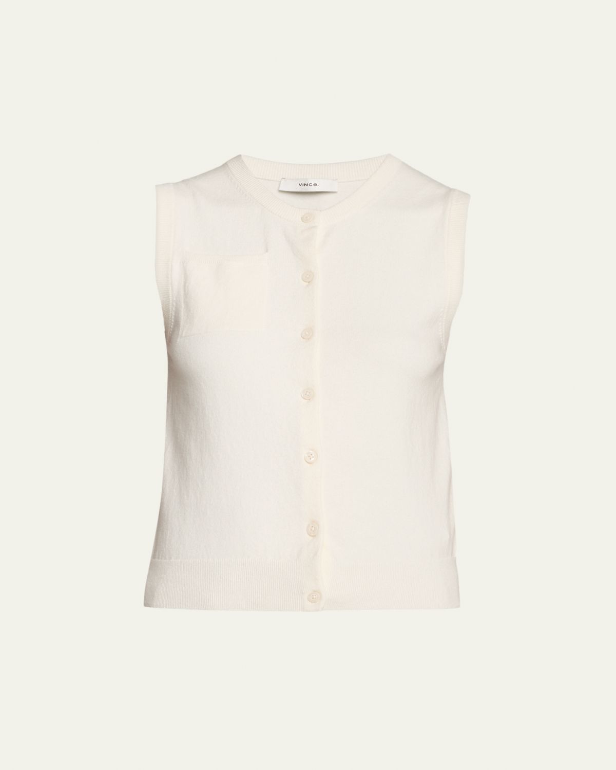 Vince Sleeveless Patch Pocket Cardigan