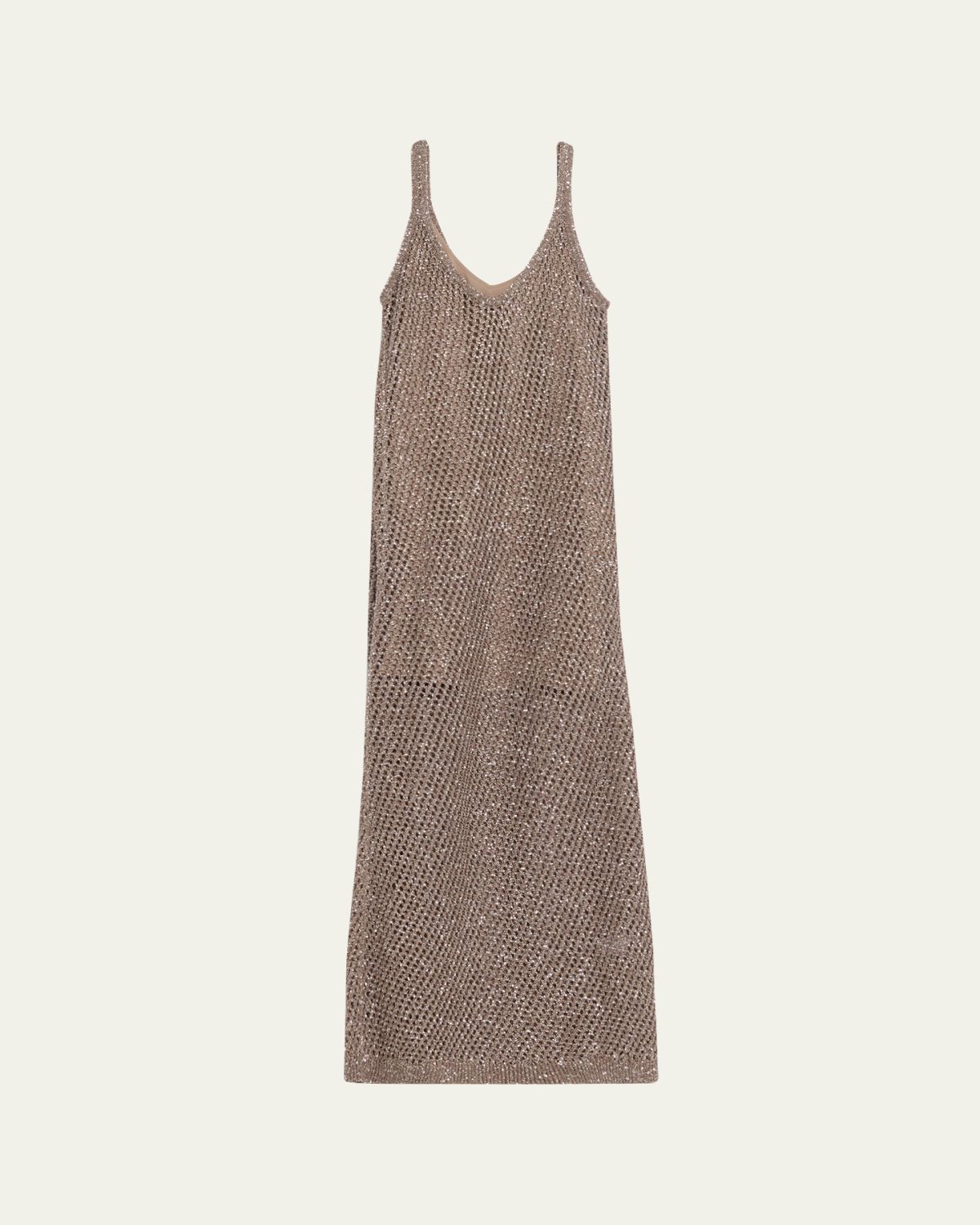 Brunello Cucinelli Shimmering Net Knit Sleeveless Maxi Dress | Thumbnail 6