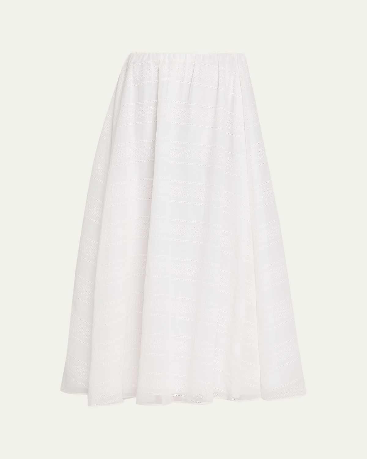 Brunello Cucinelli Long Eyelet Cotton Skirt