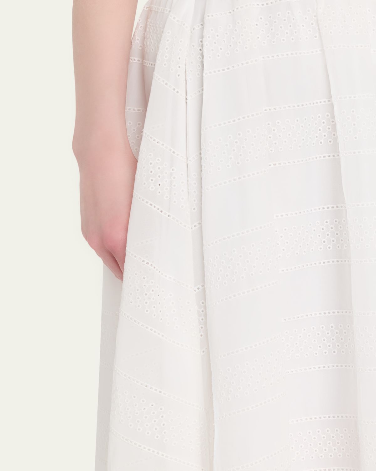 Brunello Cucinelli Long Eyelet Cotton Skirt | Thumbnail 5