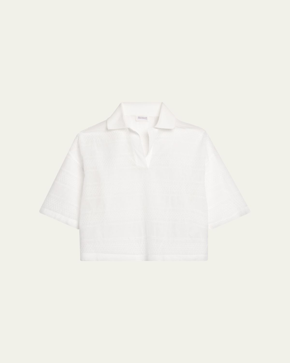 Brunello Cucinelli Semi-Sheer Eyelet Cotton Shirt