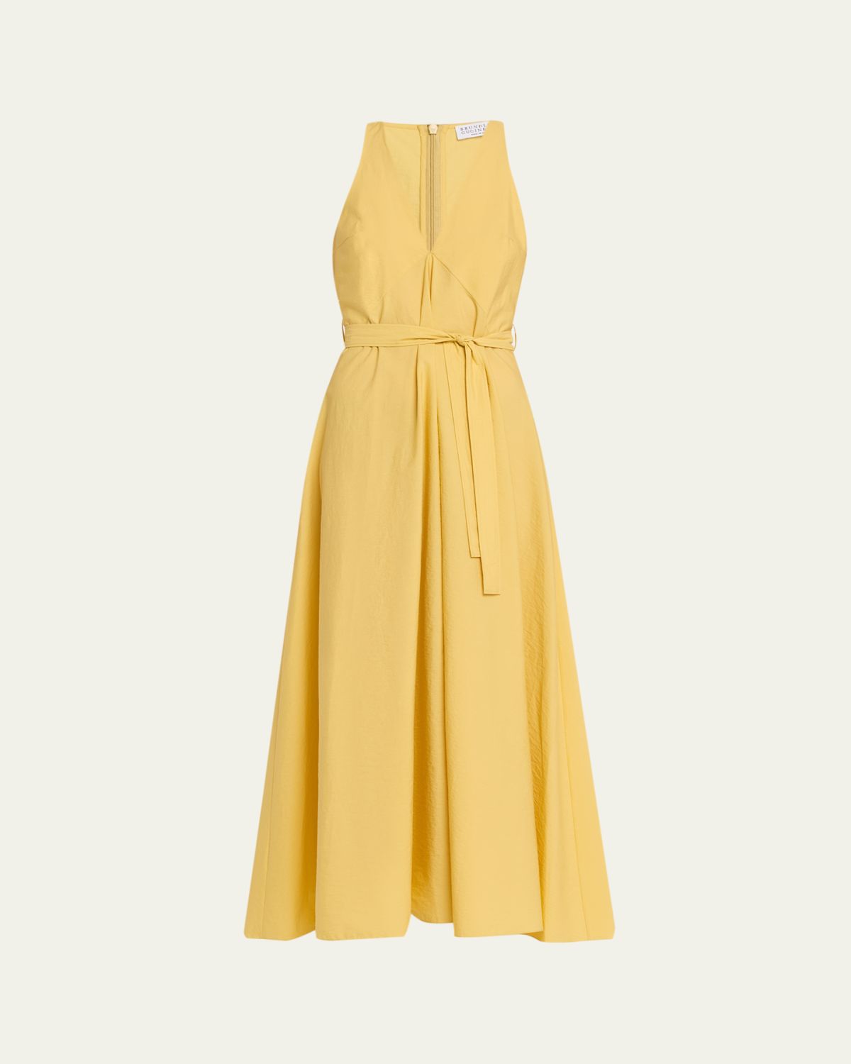 Brunello Cucinelli Sleeveless Belted Cotton Techno Poplin Midi Dress | Thumbnail 6 Brunello Cucinelli Sleeveless Belted Cotton Techno Poplin Midi Dress | Thumbnail 6