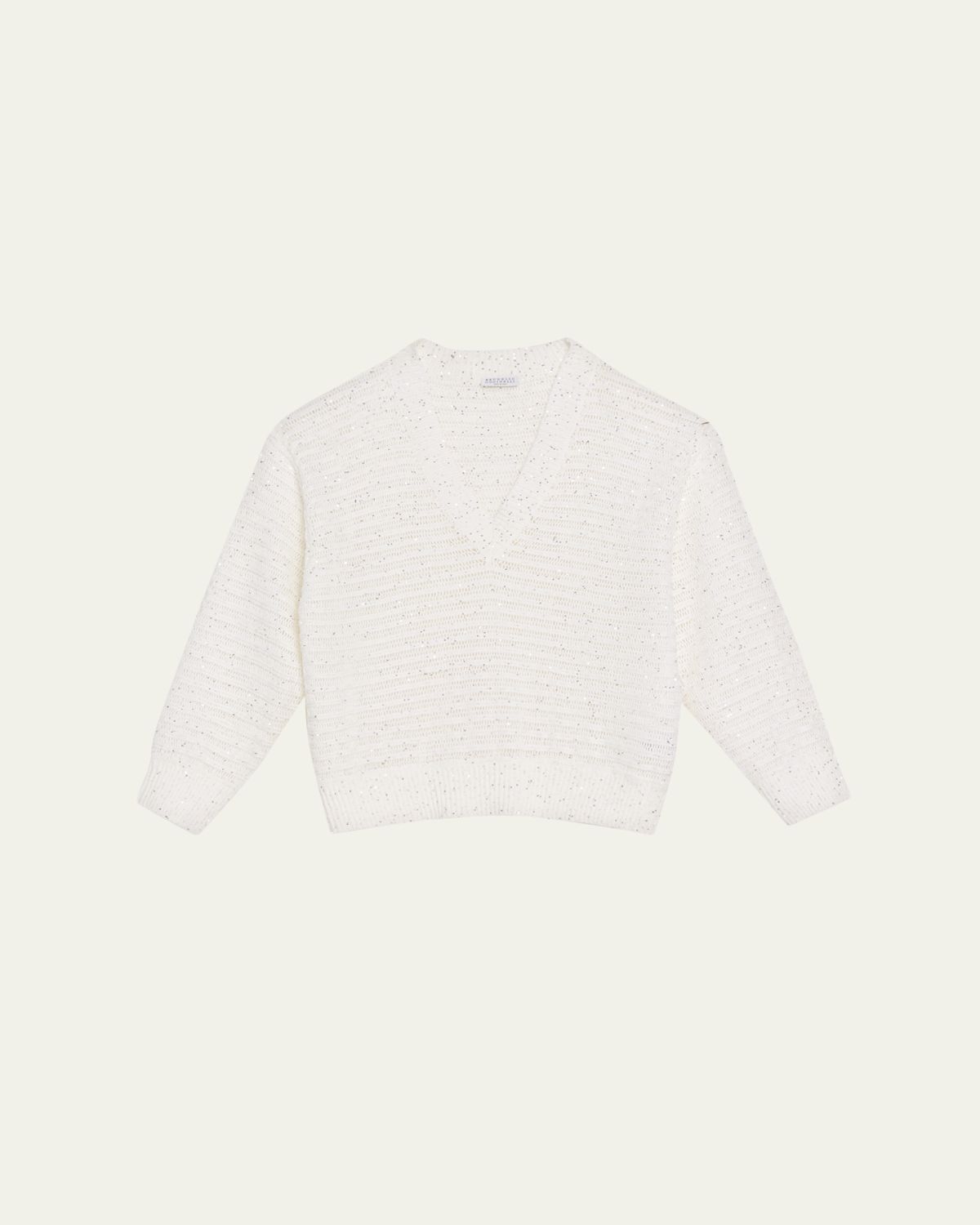 Brunello Cucinelli Linen-Blend Sequin V-Neck Sweater