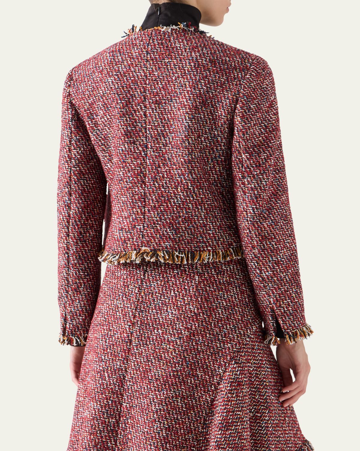 Akris punto Fringed Tweed Open Short Jacket | Thumbnail 3