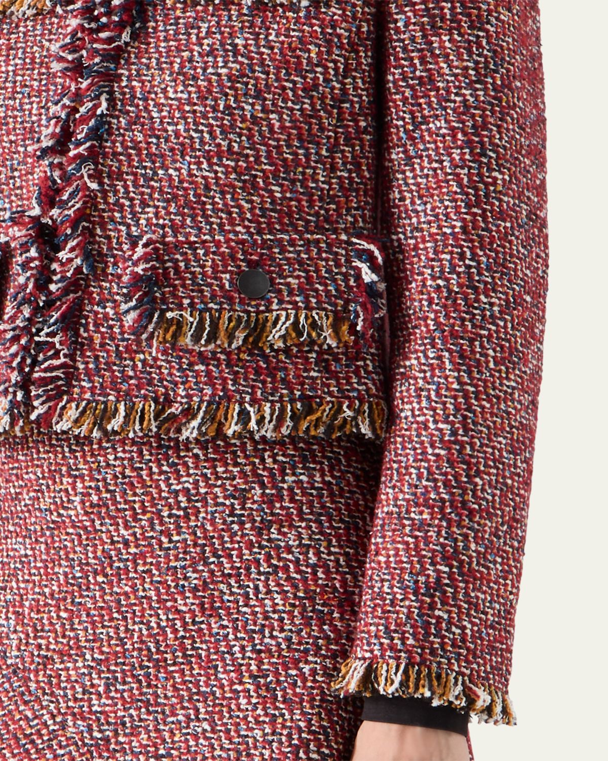 Akris punto Fringed Tweed Open Short Jacket | Thumbnail 5