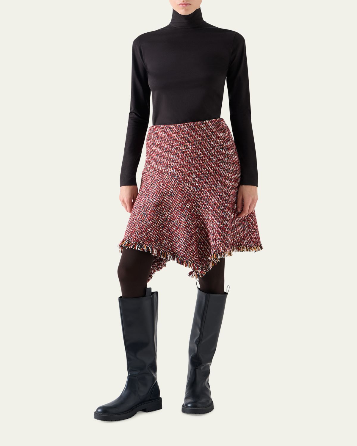 Akris punto Fringed Wool-Blend Tweed Asymmetric Skirt | Thumbnail 2