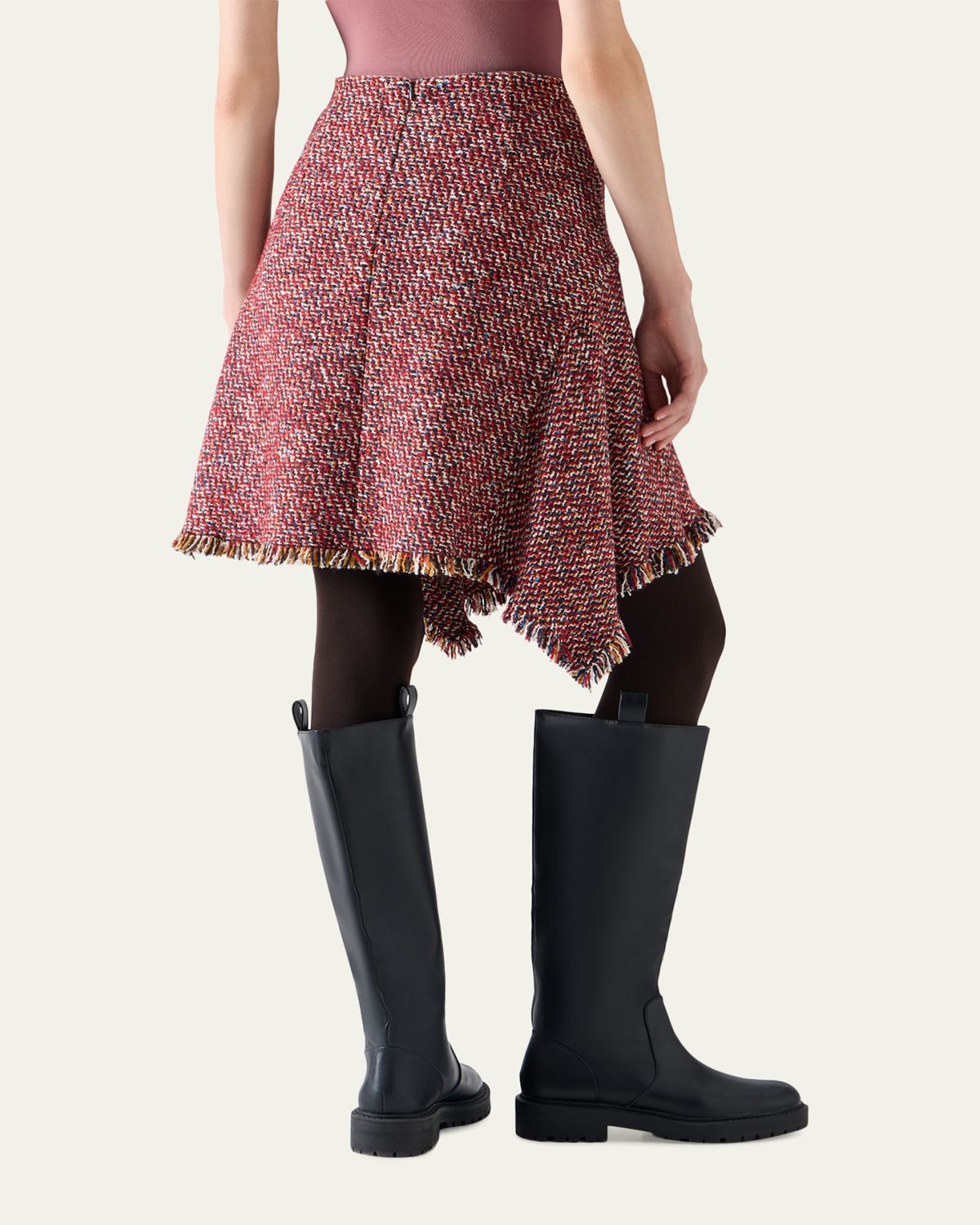 Akris punto Fringed Wool-Blend Tweed Asymmetric Skirt | Thumbnail 3