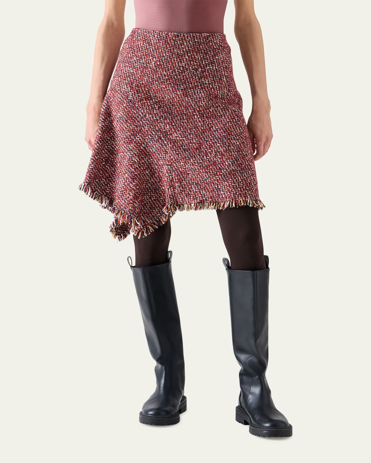Akris punto Fringed Wool-Blend Tweed Asymmetric Skirt | Thumbnail 4