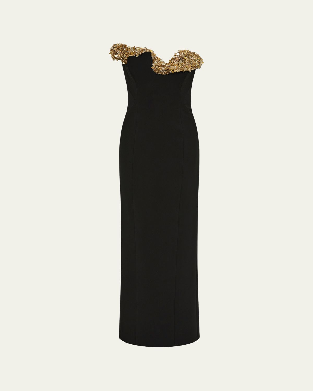 Rachel Gilbert Lucca Sequin Sculpture Strapless Column Gown