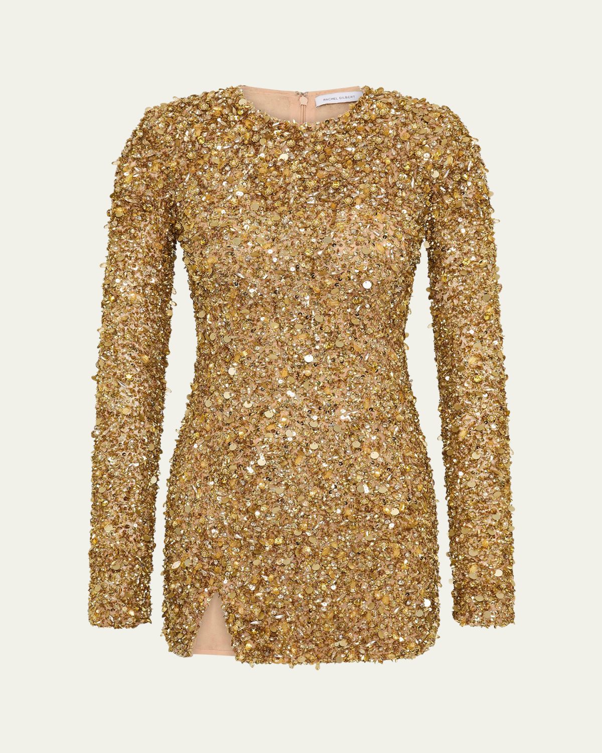 Rachel Gilbert Phillipe Embellished Strong-Shoulder Mini Dress