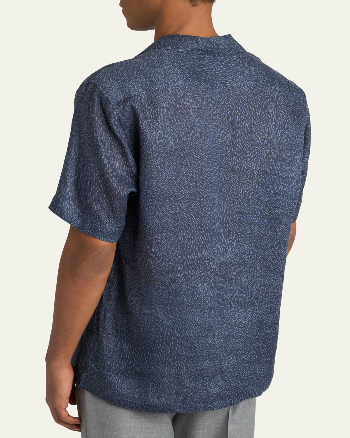 Brioni Men's Linen Pines-Print Camp Shirt | Thumbnail 3