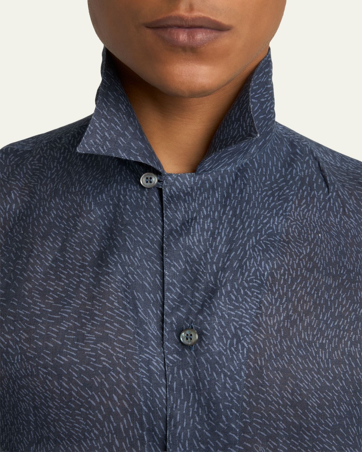 Brioni Men's Linen Pines-Print Camp Shirt | Thumbnail 5