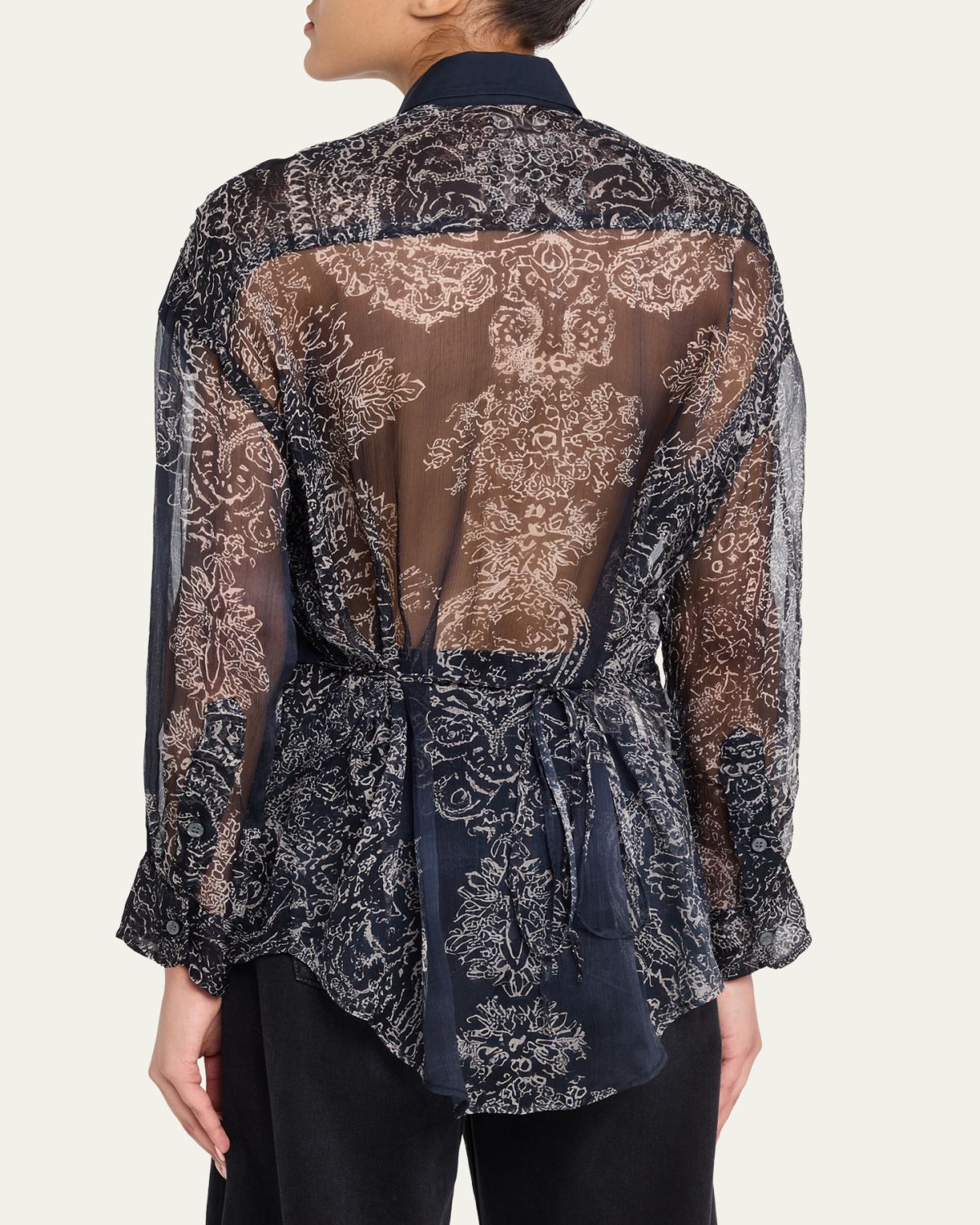 R13 Long-Sleeve Silk Overlay Shirt | Thumbnail 3 R13 Long-Sleeve Silk Overlay Shirt | Thumbnail 3