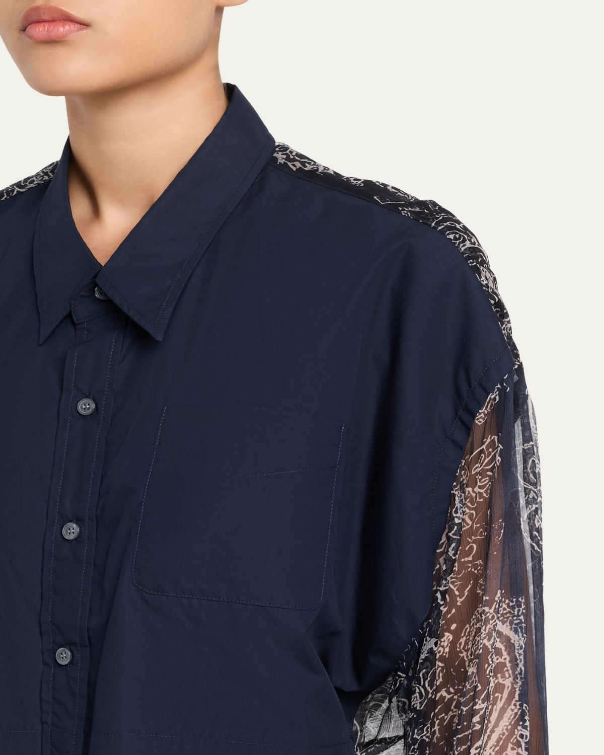 R13 Long-Sleeve Silk Overlay Shirt | Thumbnail 5 R13 Long-Sleeve Silk Overlay Shirt | Thumbnail 5