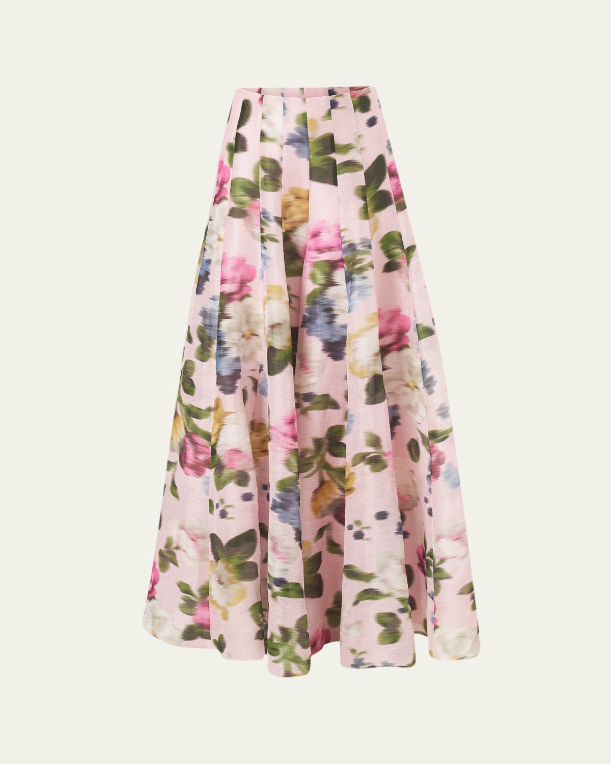 Carolina Herrera Iris Floral Silk-Linen Faille Wide-Leg Skirt Pants
