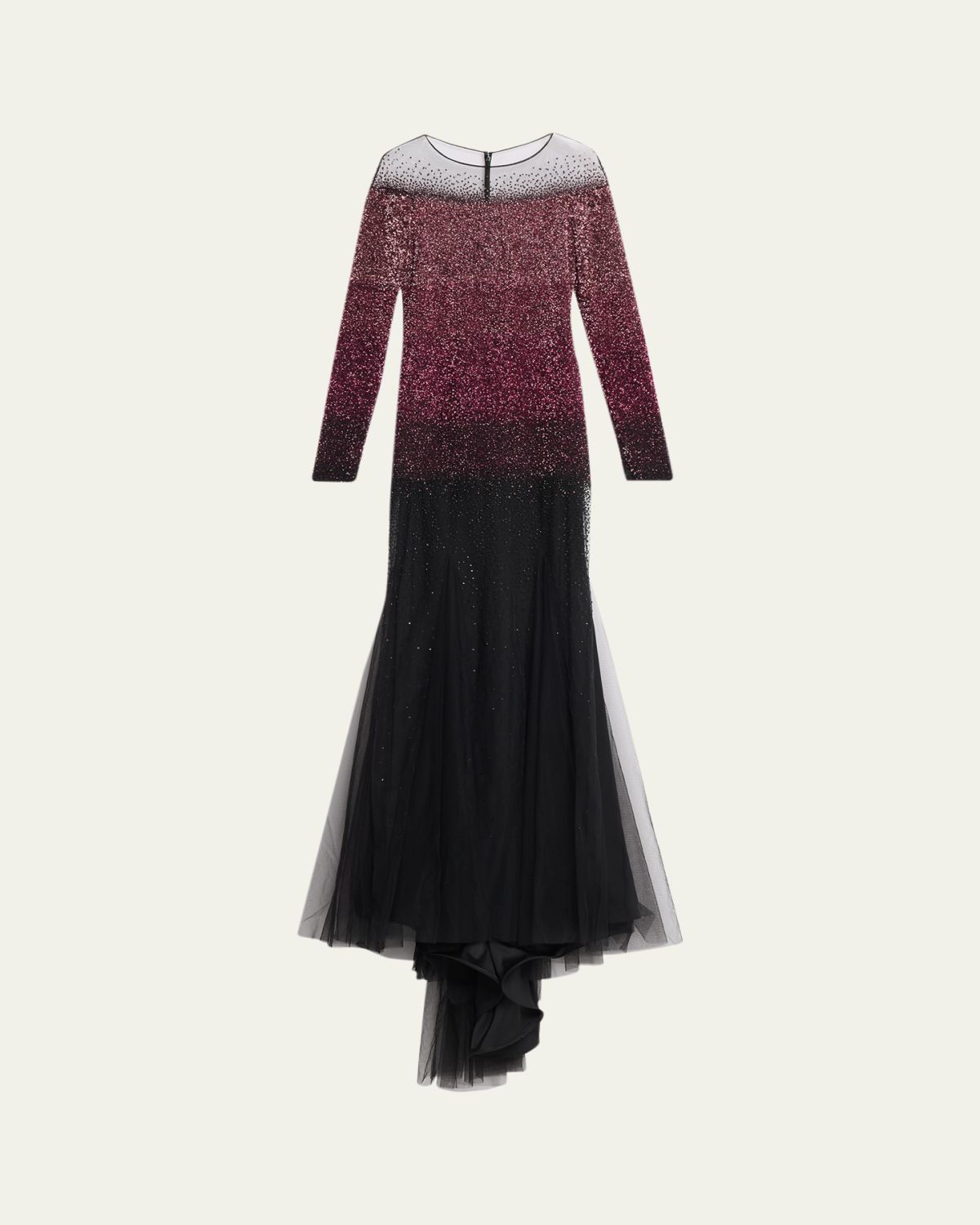 Pamella Roland Ombre Signature Sequin Illusion Trumpet Gown