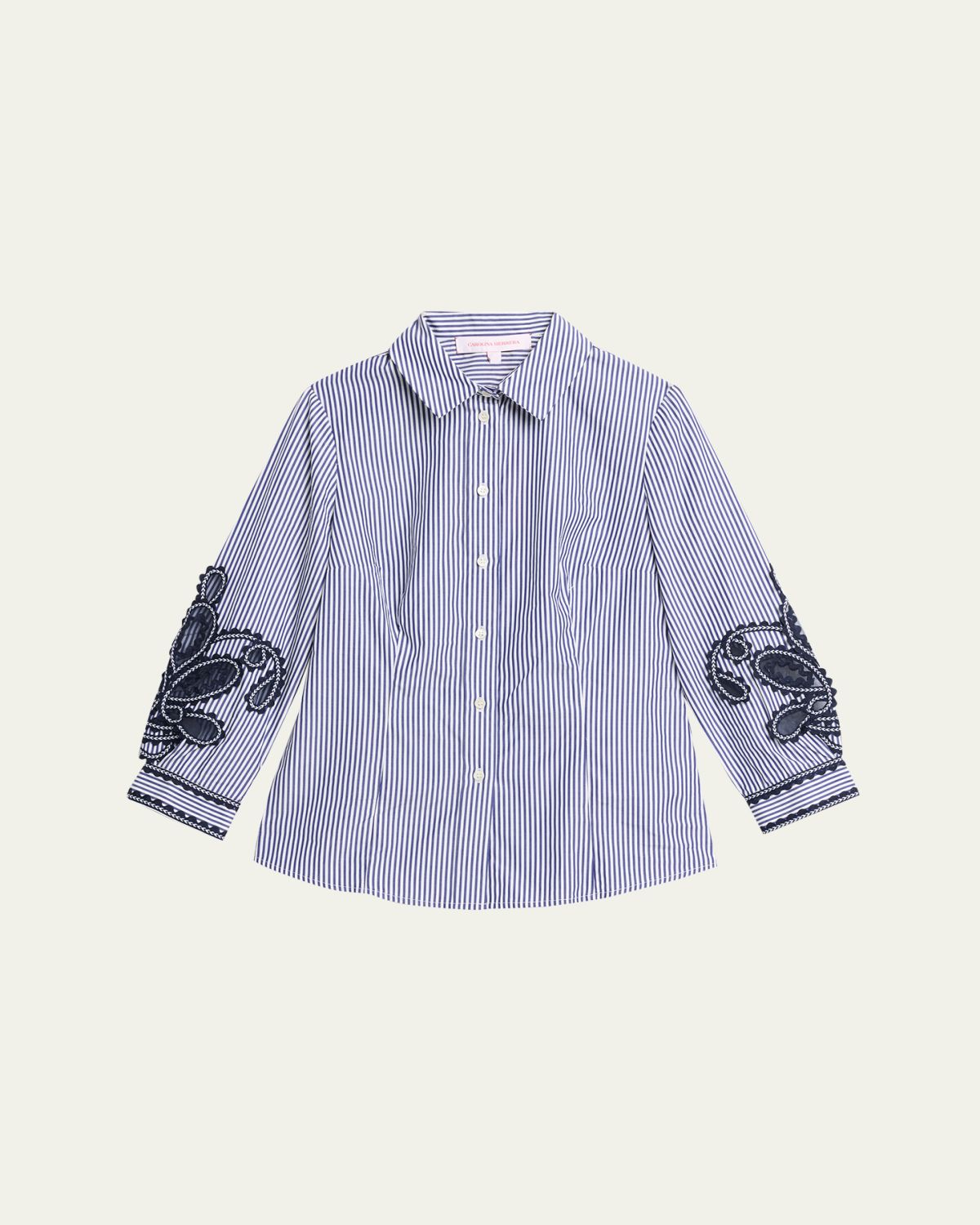 Carolina Herrera Ana Embroidered Striped Poplin Button-Down Shirt | Thumbnail 6