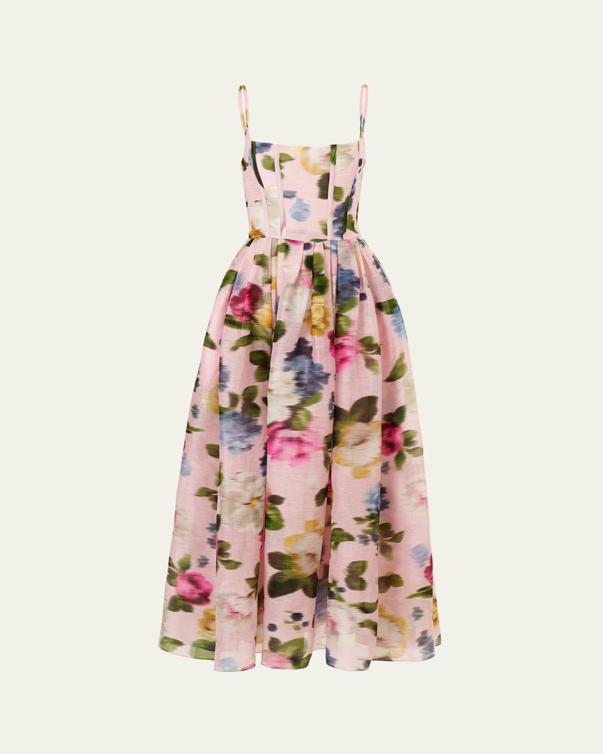Carolina Herrera Floral Silk Faille Sleeveless Corset Midi Dress | Thumbnail 5 Carolina Herrera Floral Silk Faille Sleeveless Corset Midi Dress | Thumbnail 5