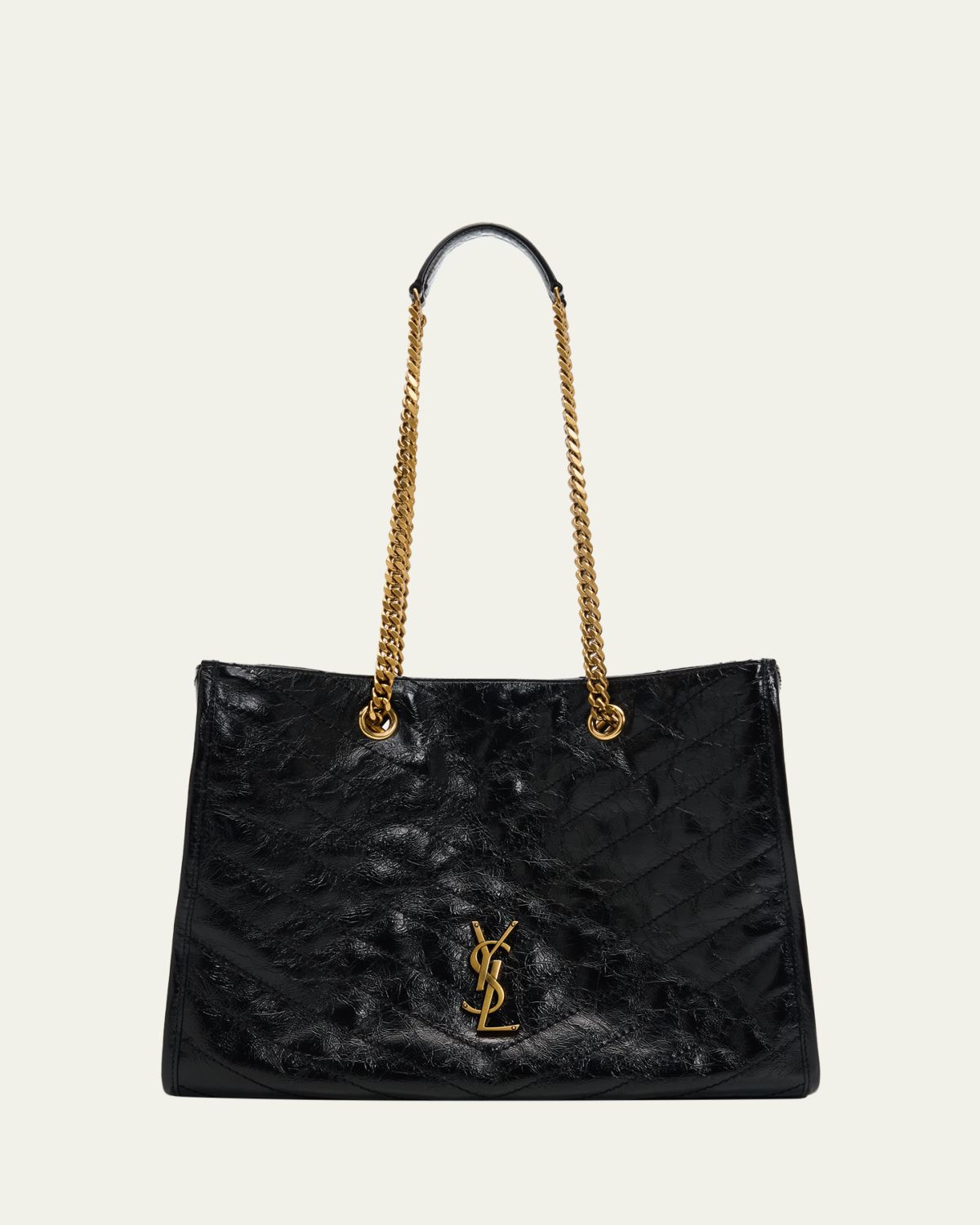 Saint Laurent Niki YSL Chevron Quilted Shopping Tote Bag - Women's Bags