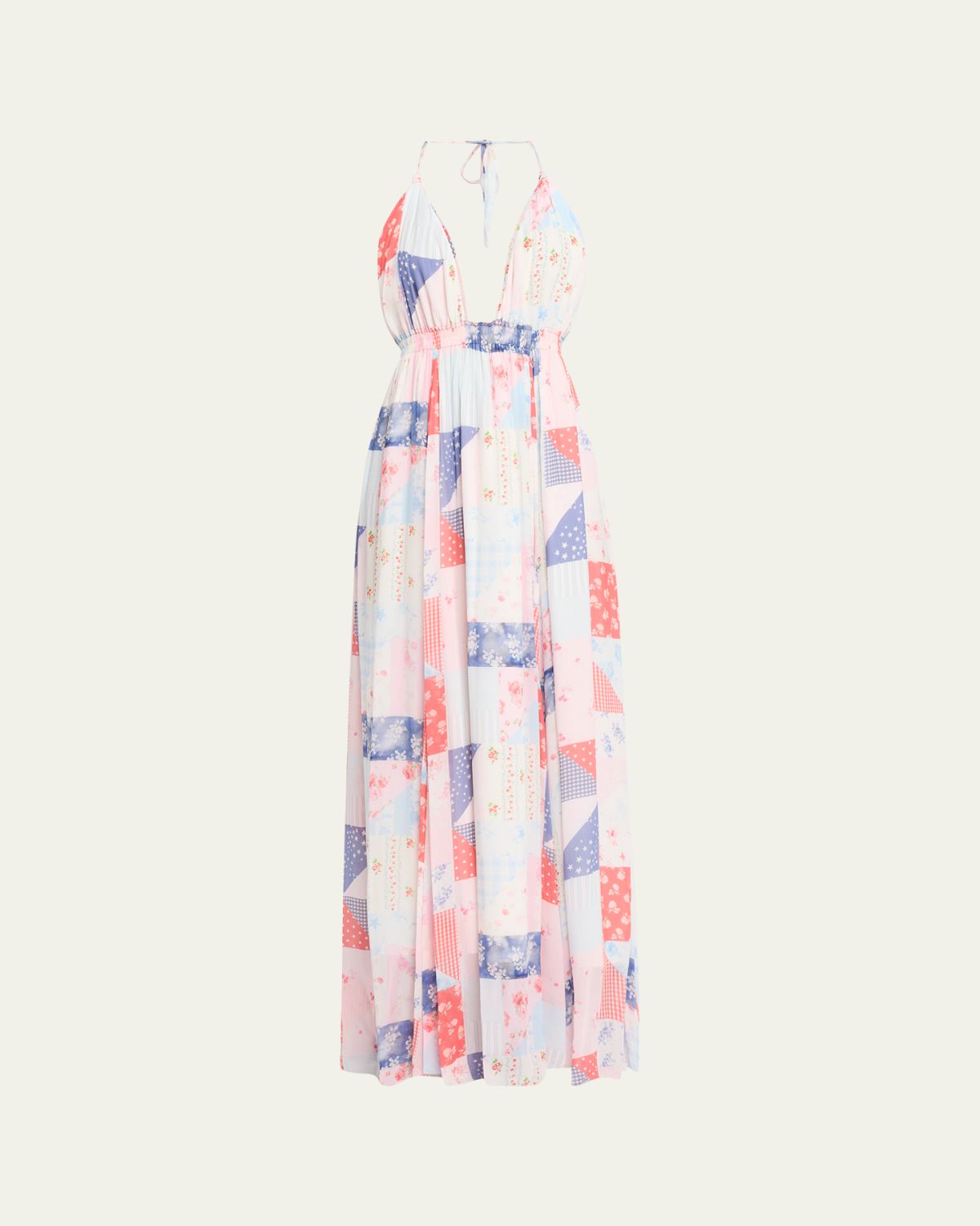 LoveShackFancy Fancy Patchwork Chiffon Maxi Dress