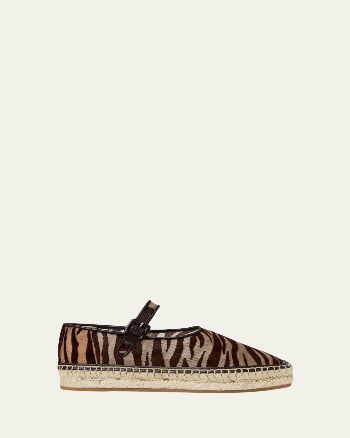 Loeffler Randall Clover Zebra-Printed Mesh Mary Jane Espadrilles