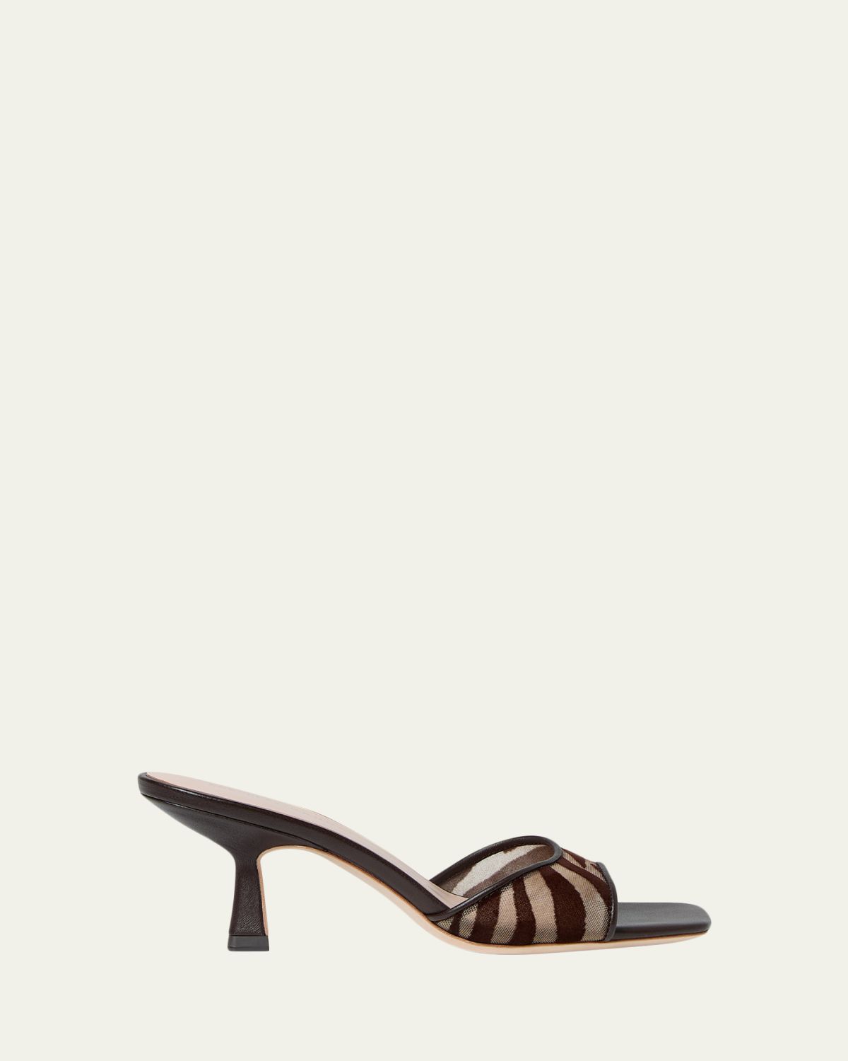 Loeffler Randall 70mm Zebra-Printed Mesh Mule Sandals
