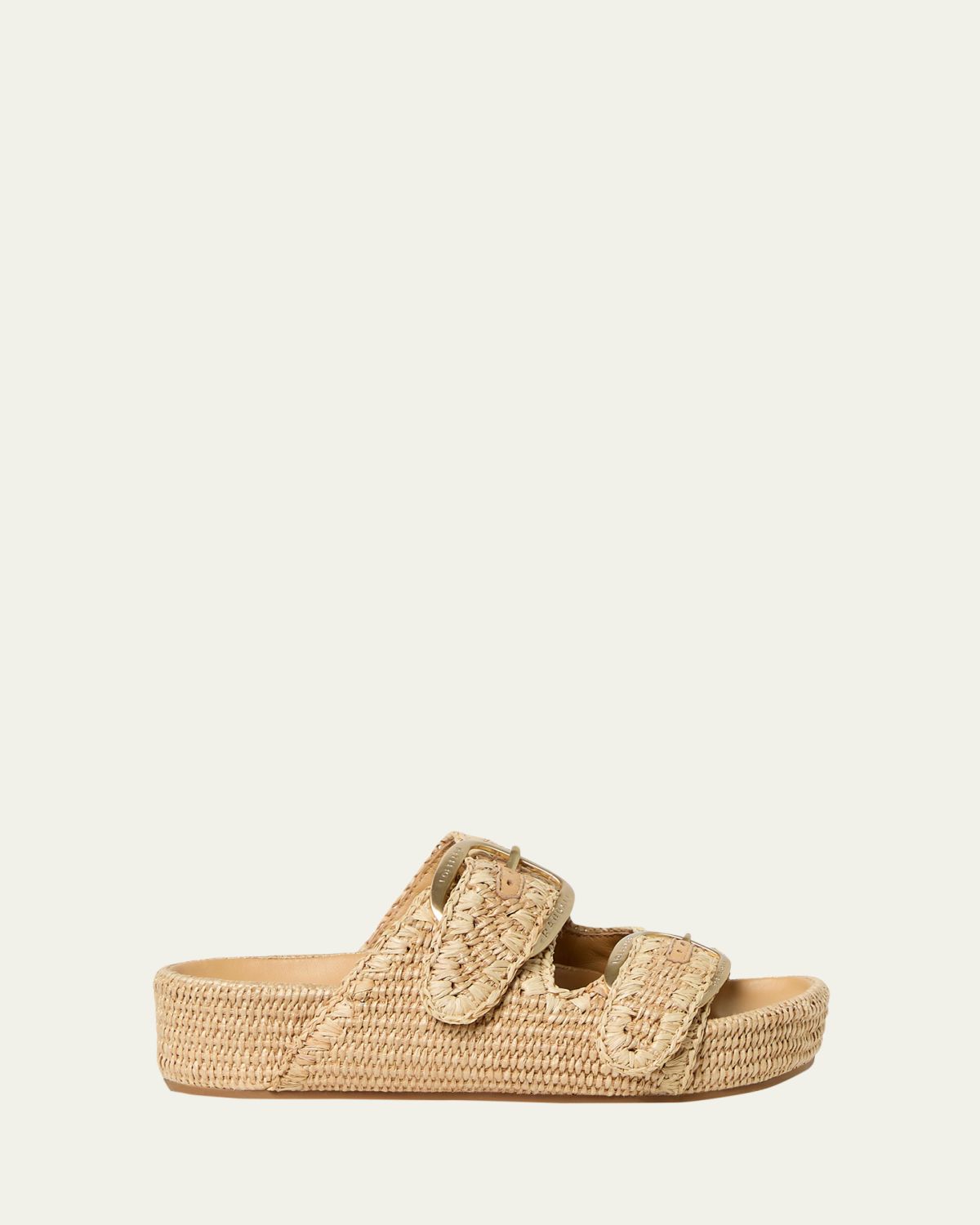 Loeffler Randall Nico Natural Dual-Buckle Slide Sandals