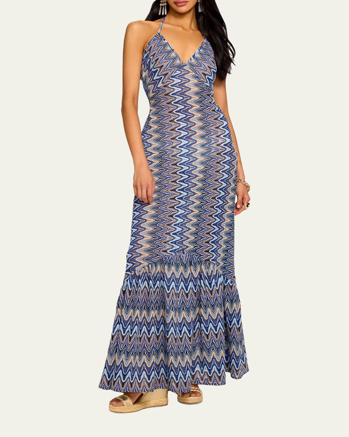 Ramy Brook Delilah Chevron Halter Maxi Dress | Thumbnail 2