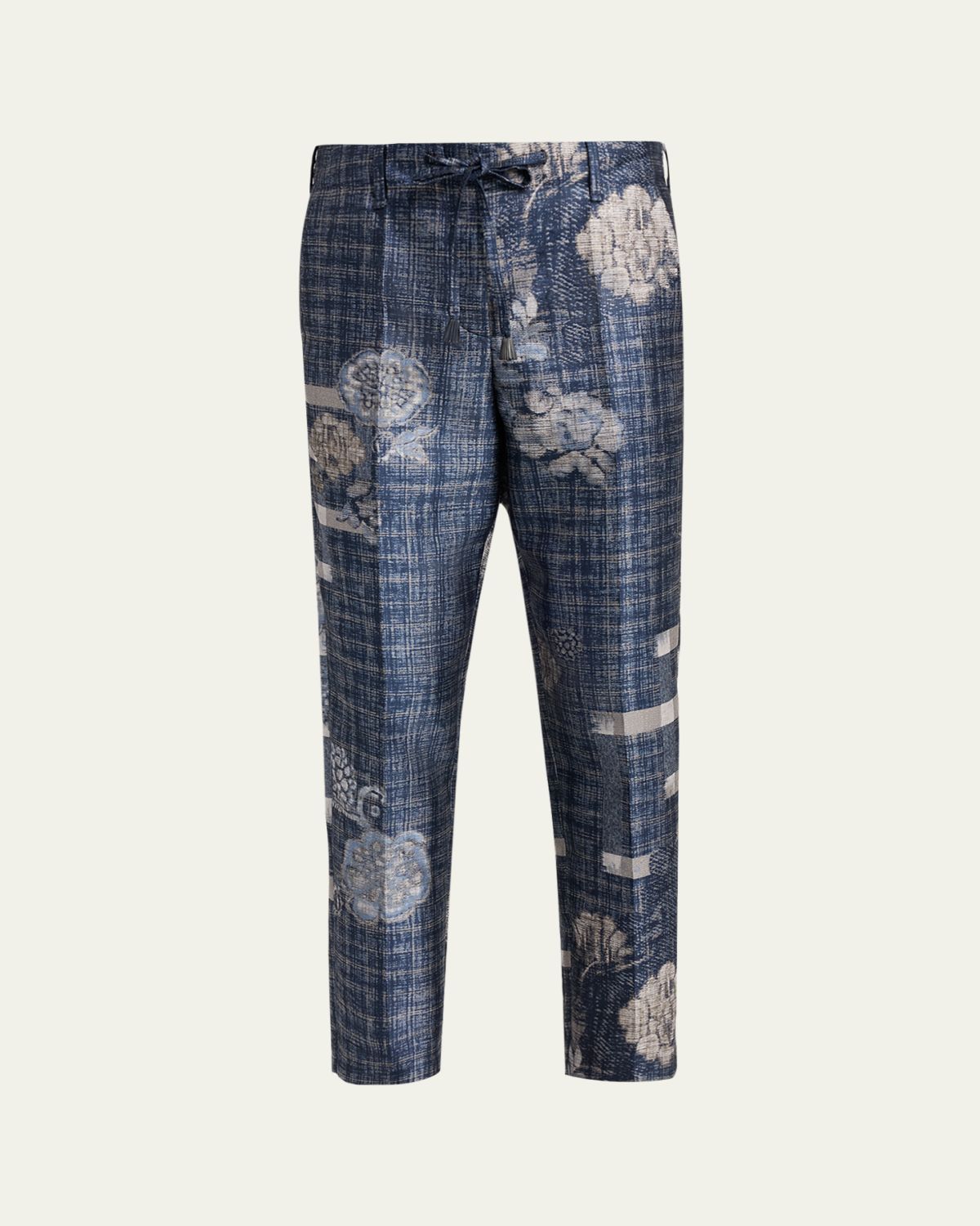 Giorgio Armani Check Floral Jacquard Straight-Leg Ankle Trousers | Thumbnail 6 Giorgio Armani Check Floral Jacquard Straight-Leg Ankle Trousers | Thumbnail 6