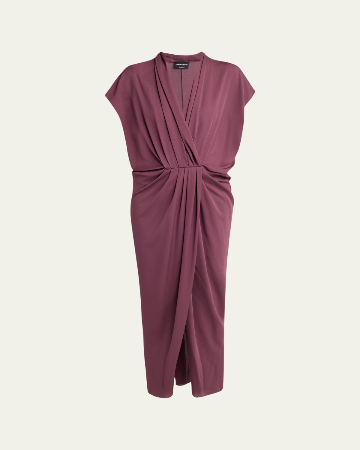 Giorgio Armani Pleat Draped Silk Midi Dress | Thumbnail 6