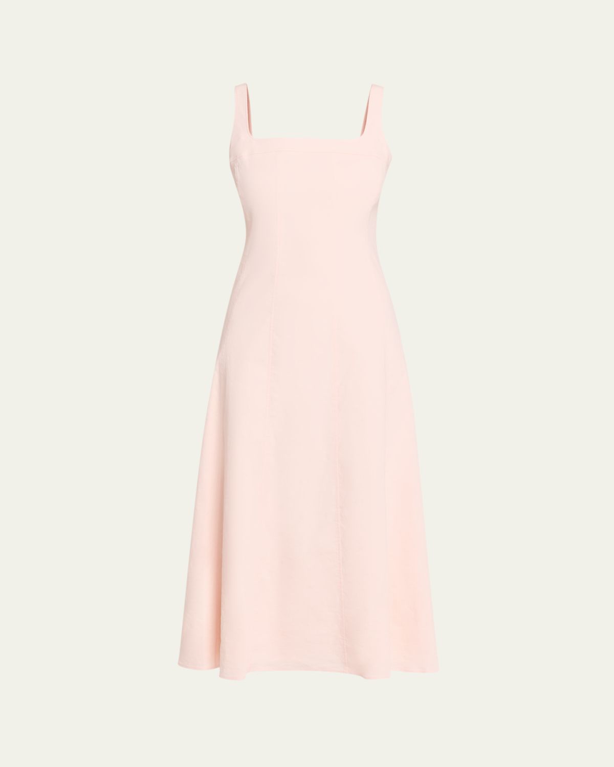 Theory Sleeveless Square-Neck Seamed Midi Dress